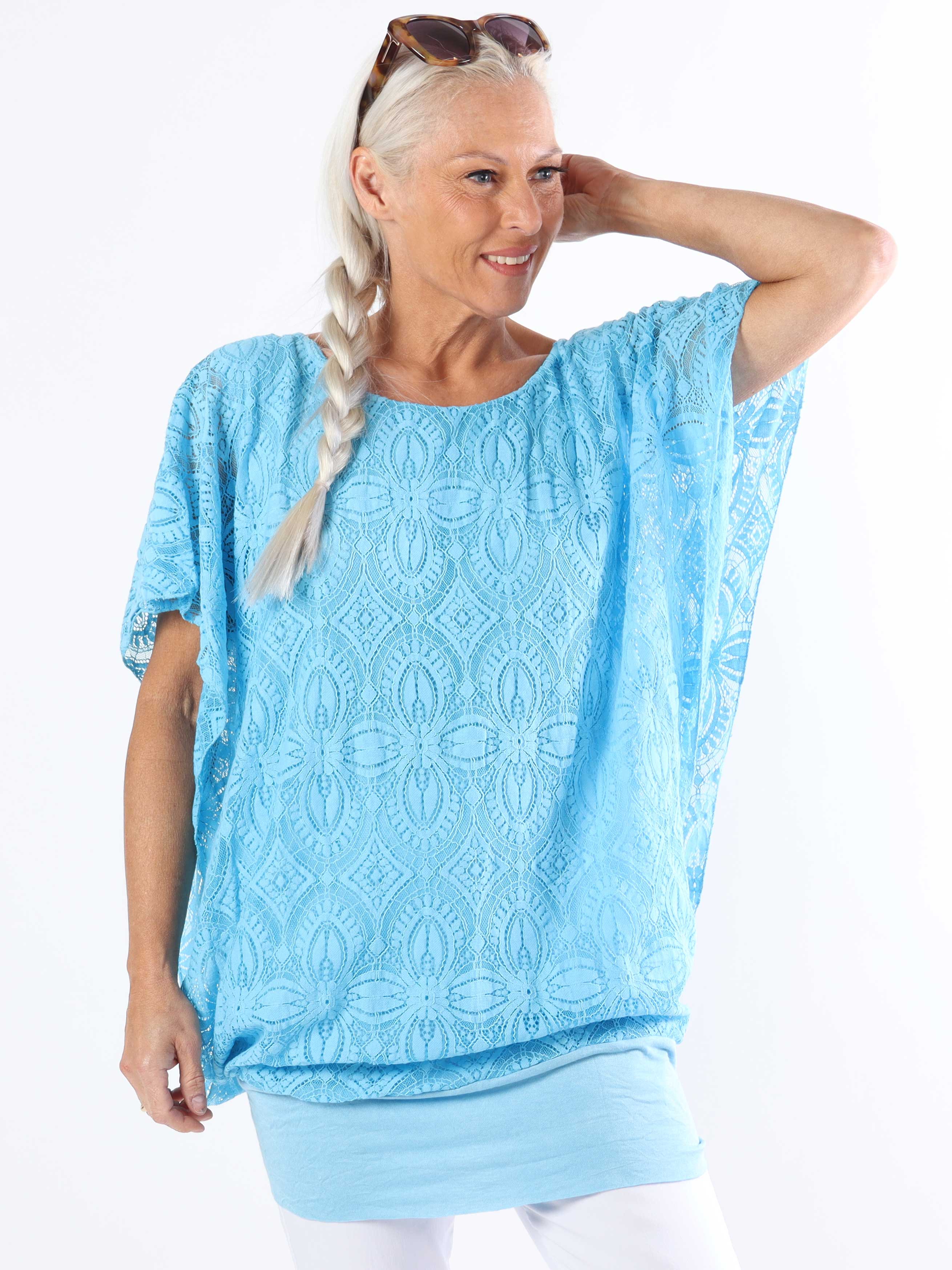 Indiana - Söt spetstunika i bomull i plusstorlek