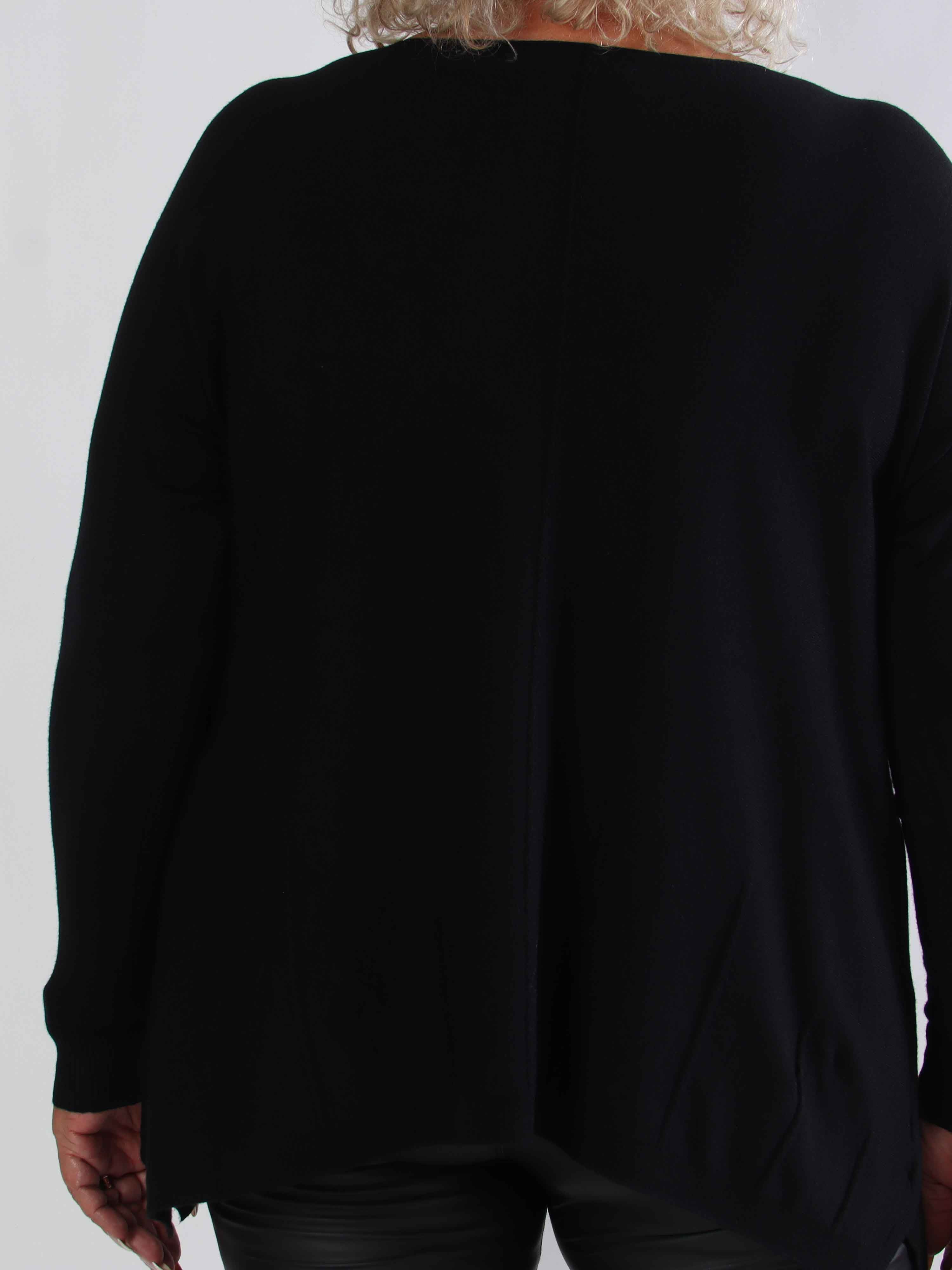 Inga - Supermjuk stickad plus size tröja dekorerad med strass