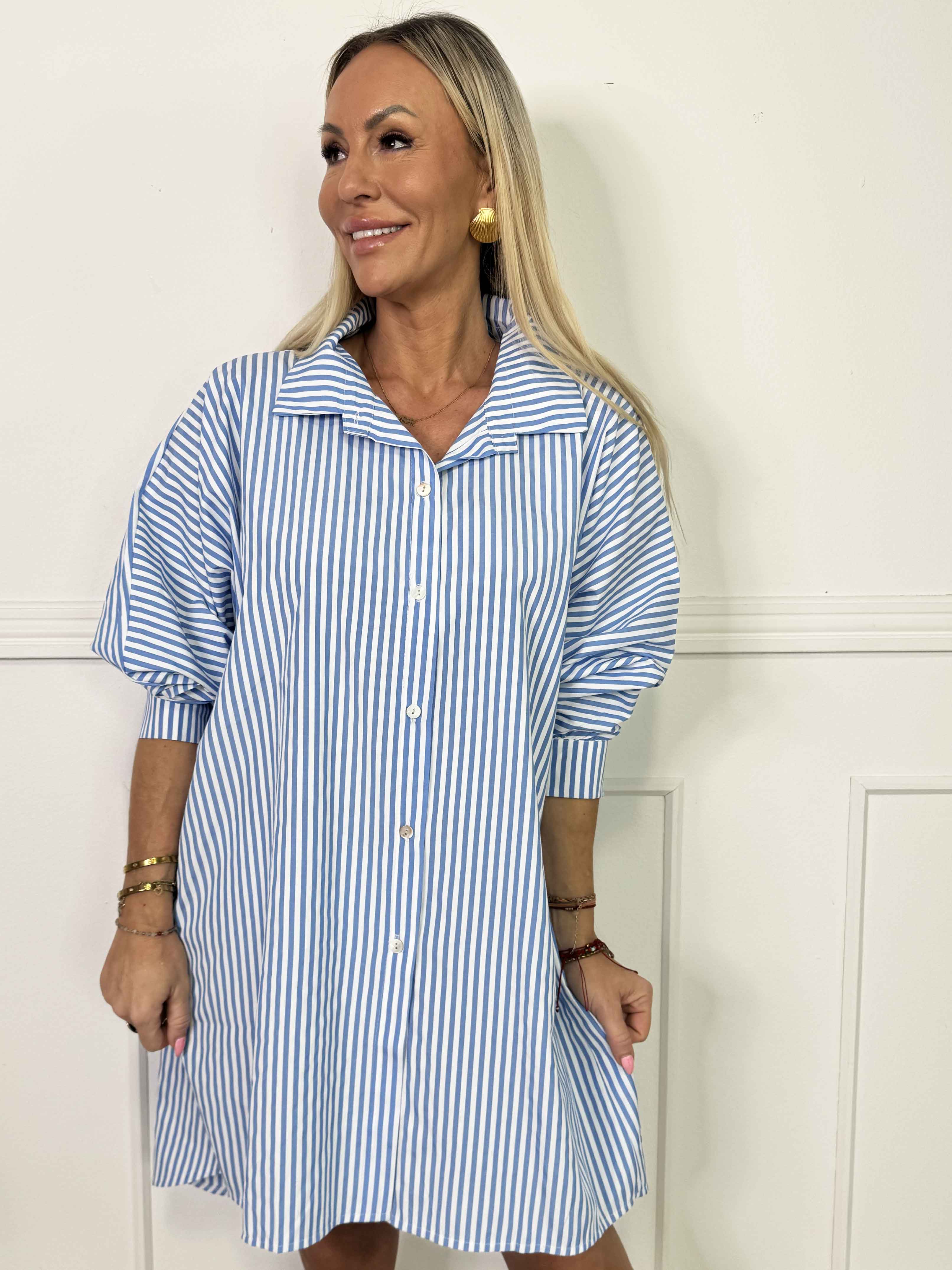 Ingrid - Sød skjortekjole med striber