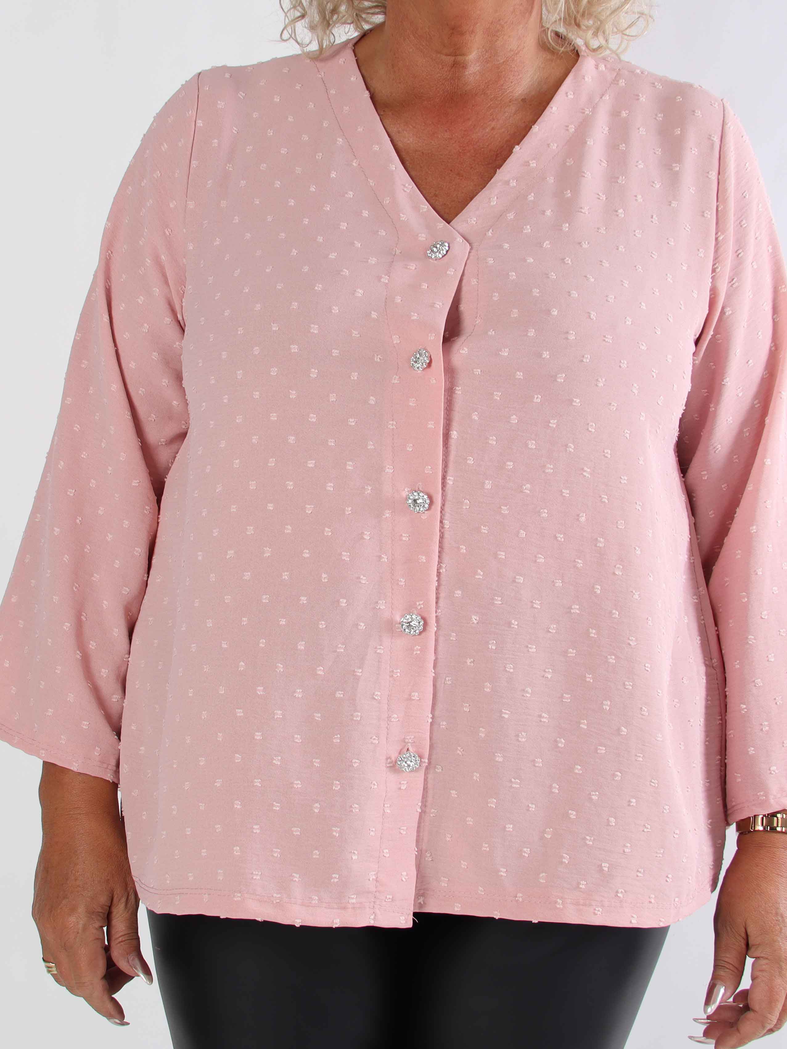 Iselin - Söt plus size tunika med prickiga detaljer och silverknappar