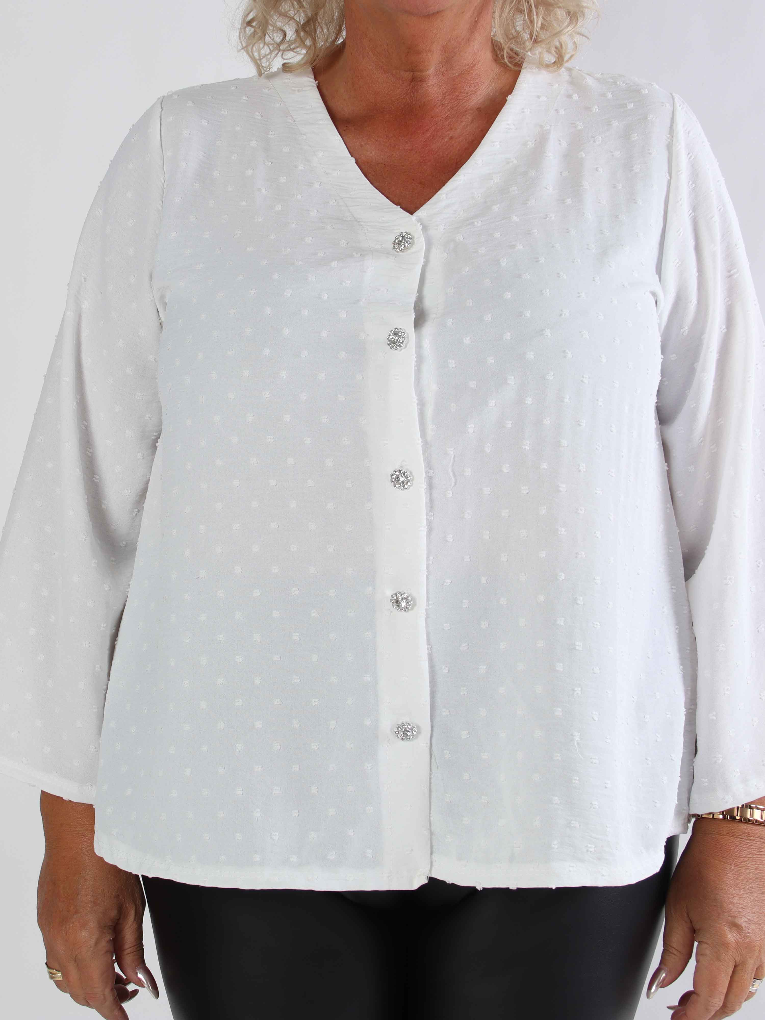 Iselin - Söt plus size tunika med prickiga detaljer och silverknappar