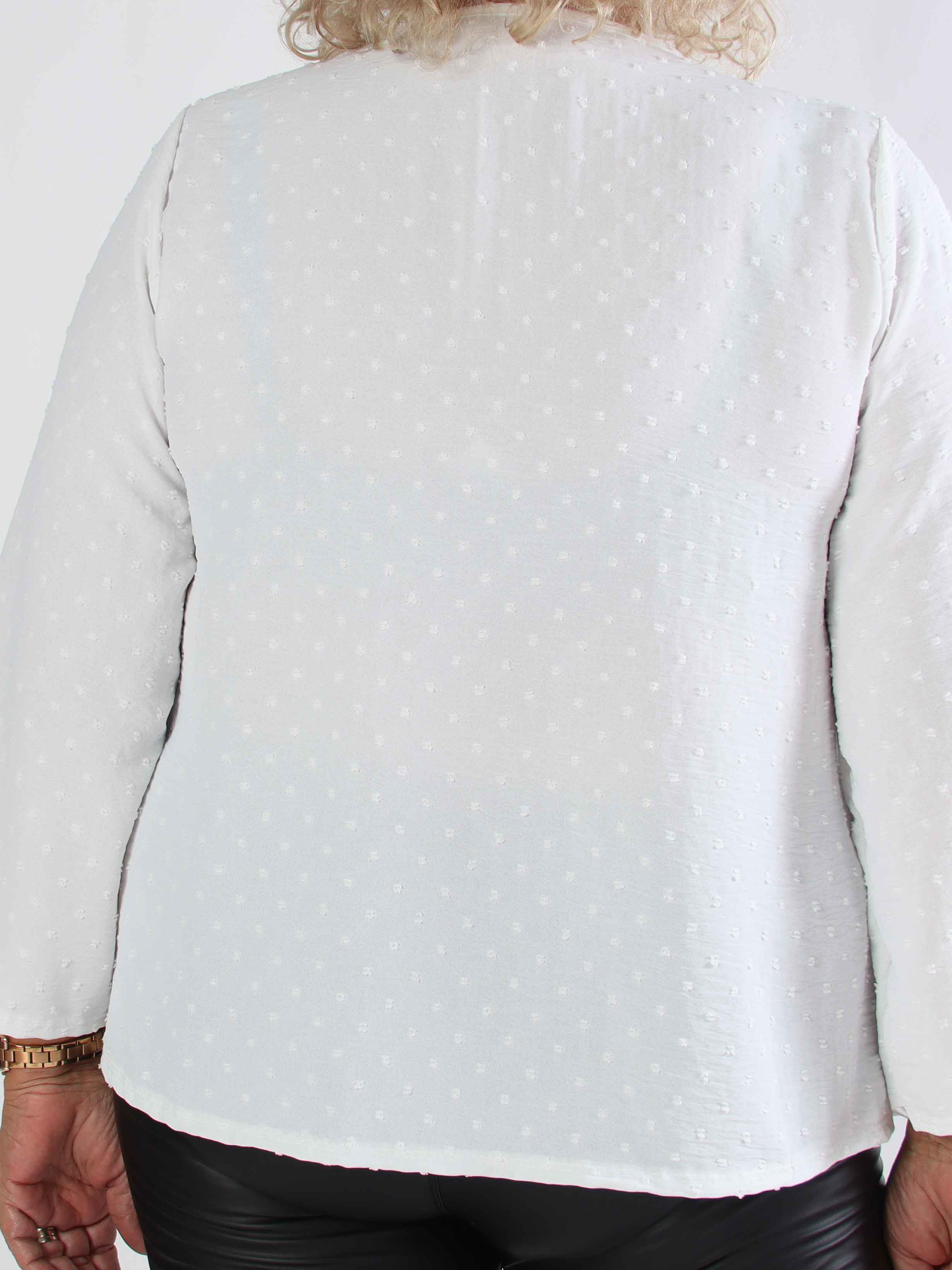 Iselin - Söt plus size tunika med prickiga detaljer och silverknappar