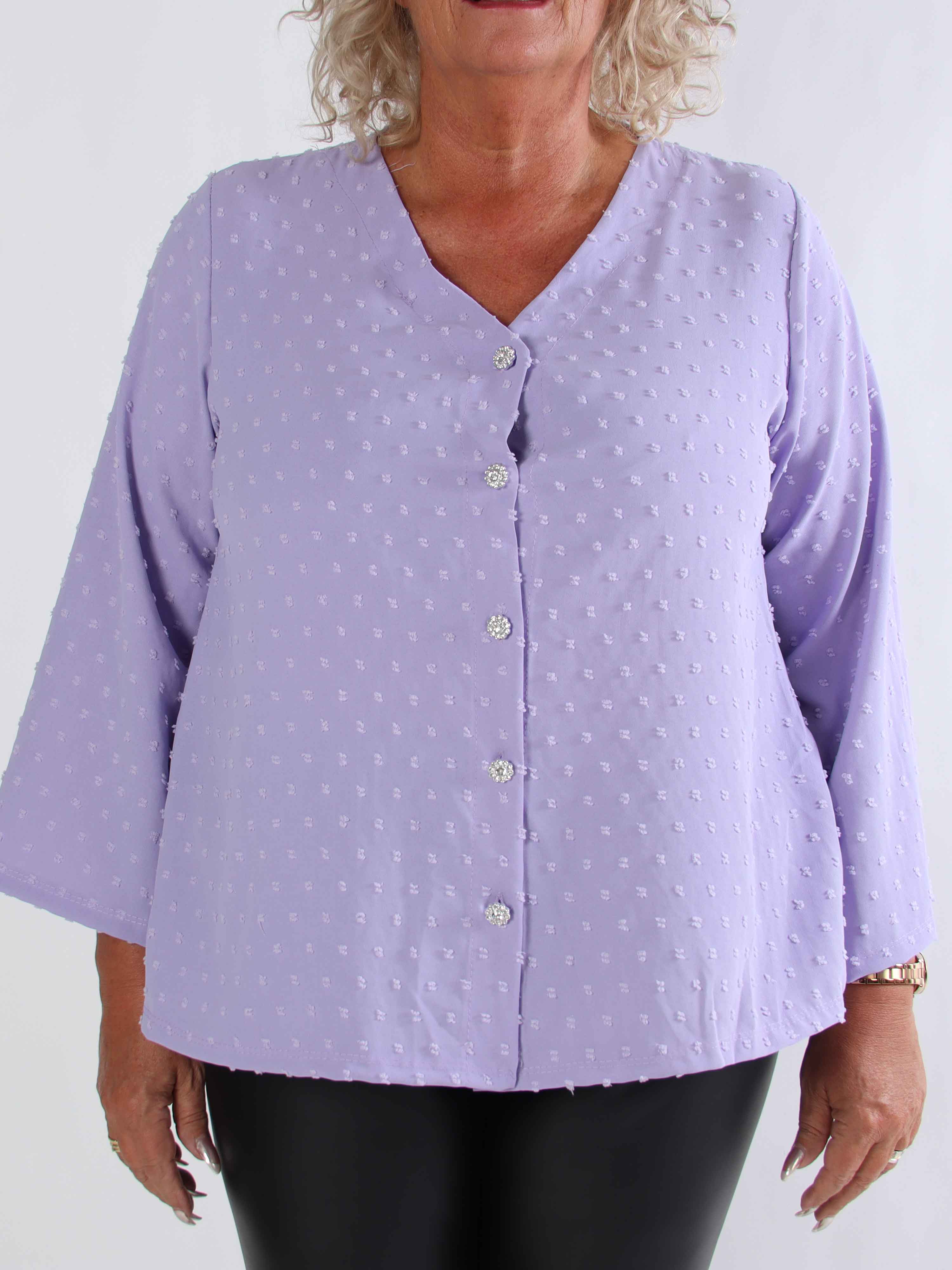 Iselin - Söt plus size tunika med prickiga detaljer och silverknappar