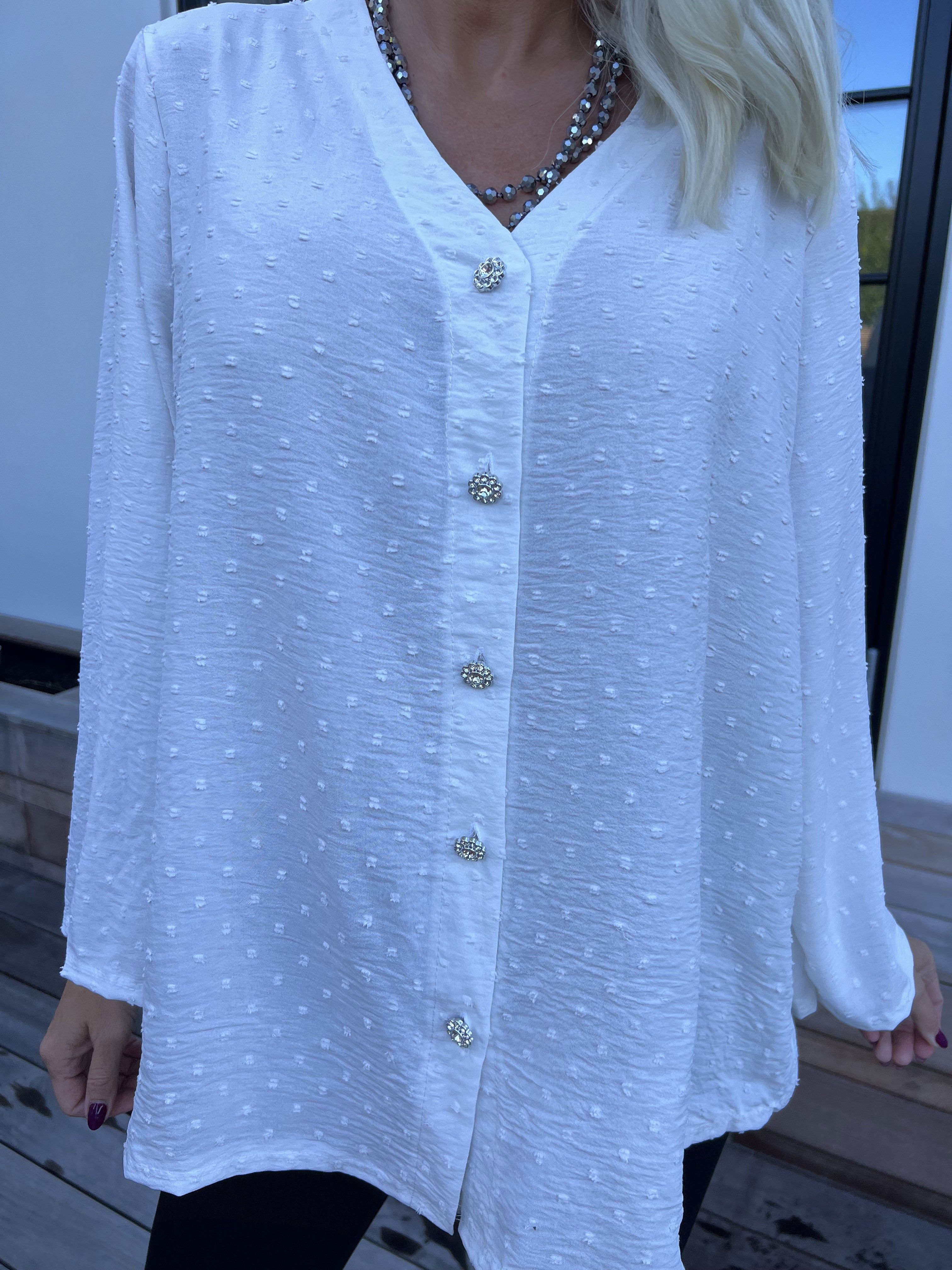 Iselin - Söt tunika med prickiga detaljer och silverknappar