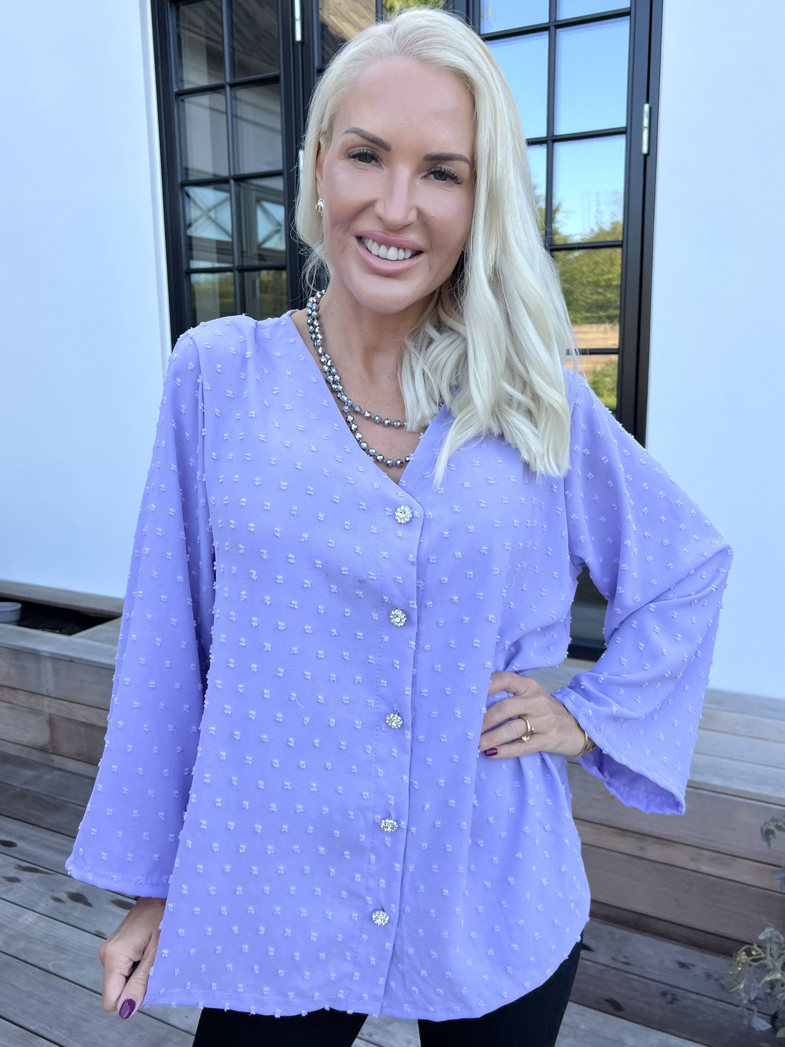 Iselin - Söt tunika med prickiga detaljer och silverknappar