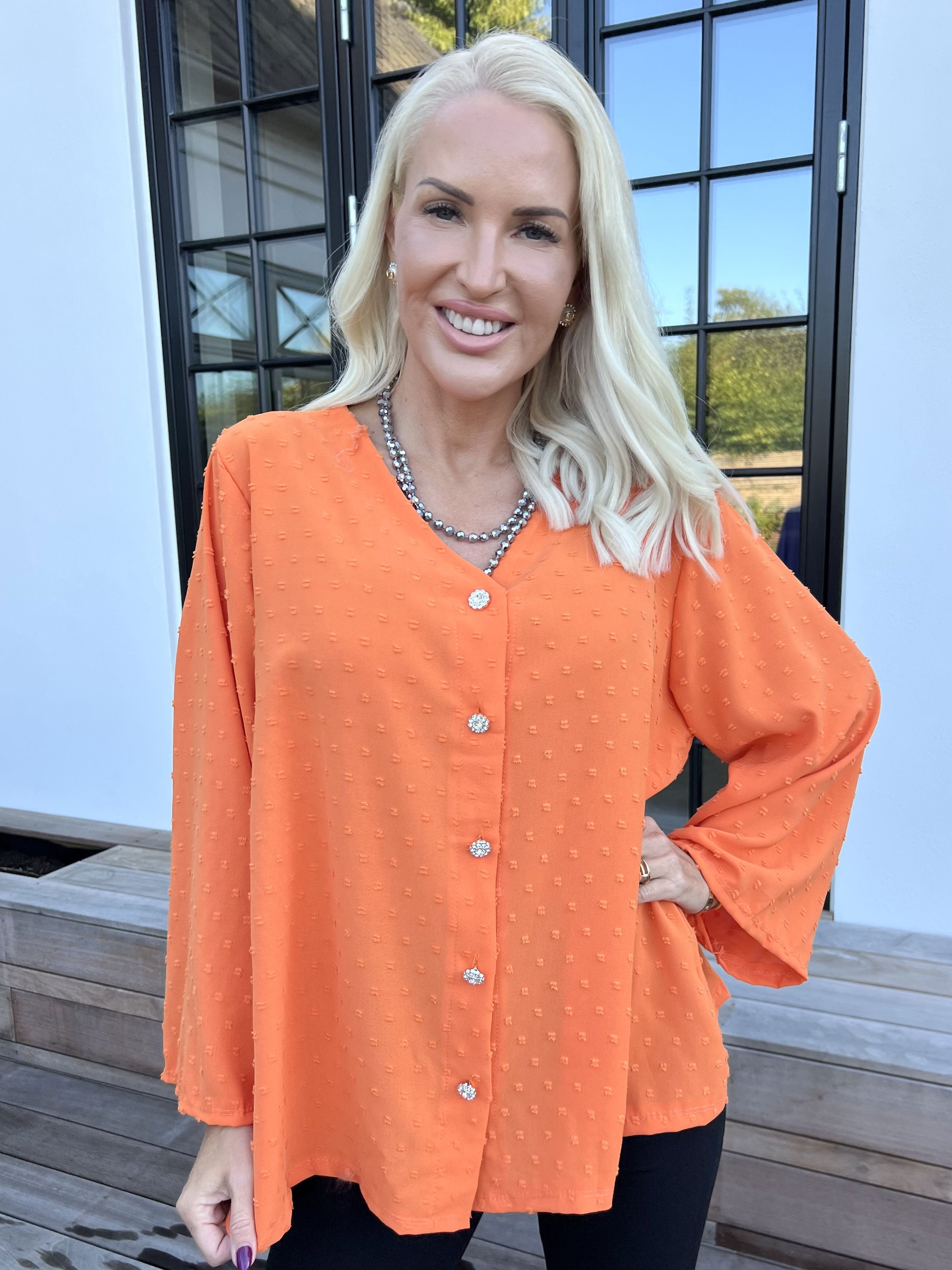 Iselin - Söt tunika med prickiga detaljer och silverknappar