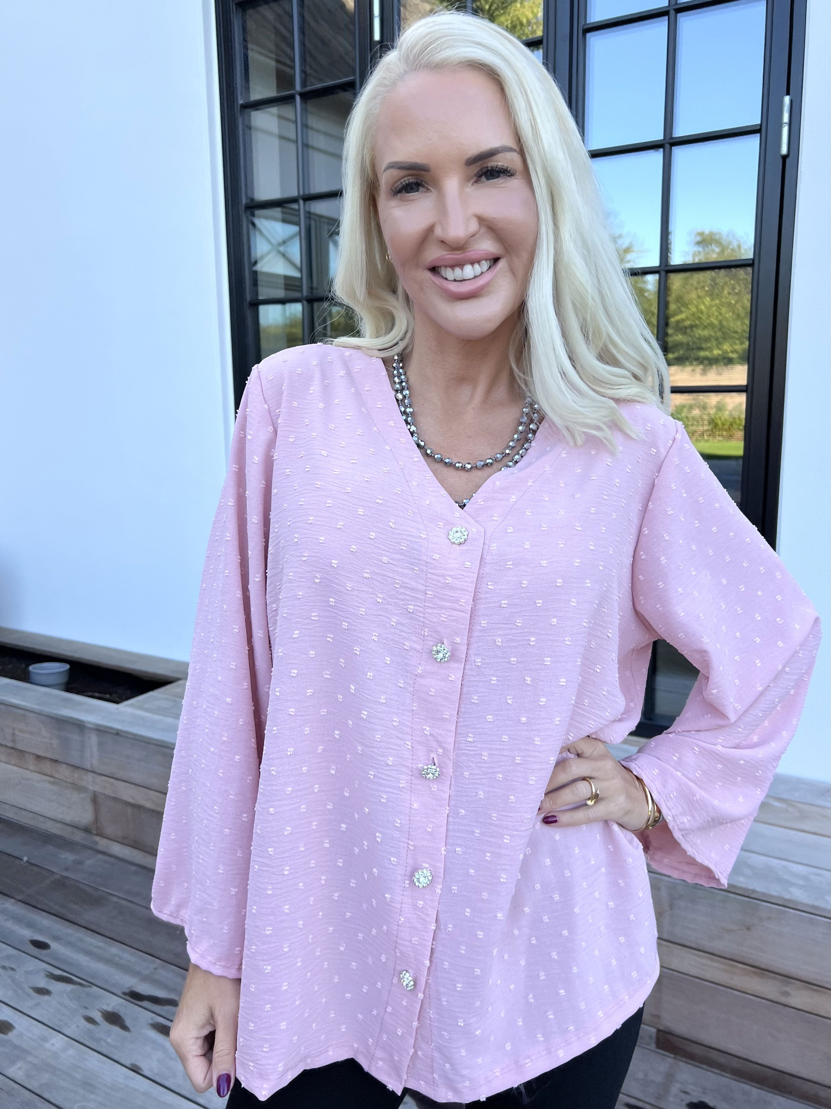 Iselin - Söt tunika med prickiga detaljer och silverknappar