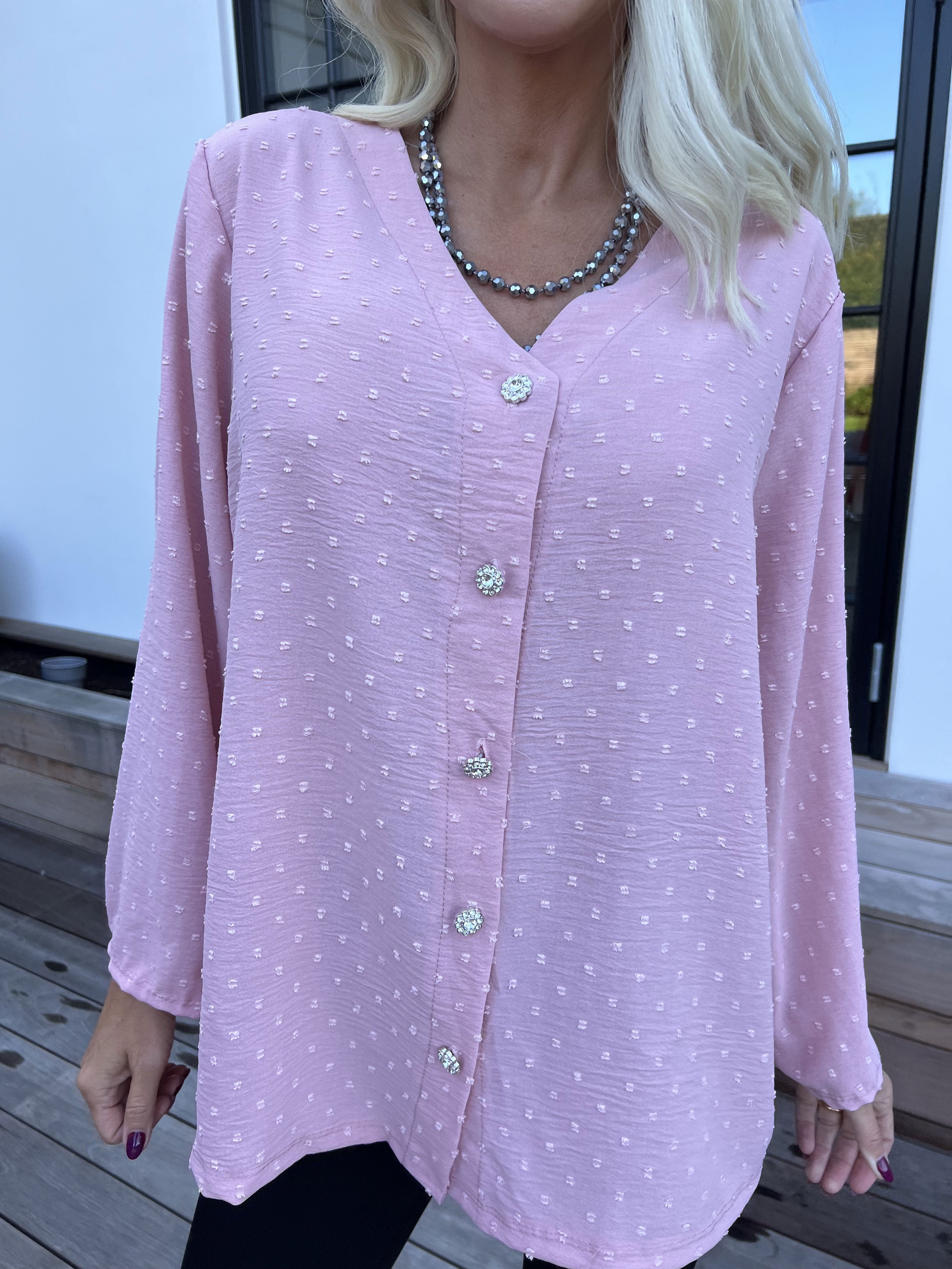 Iselin - Söt tunika med prickiga detaljer och silverknappar