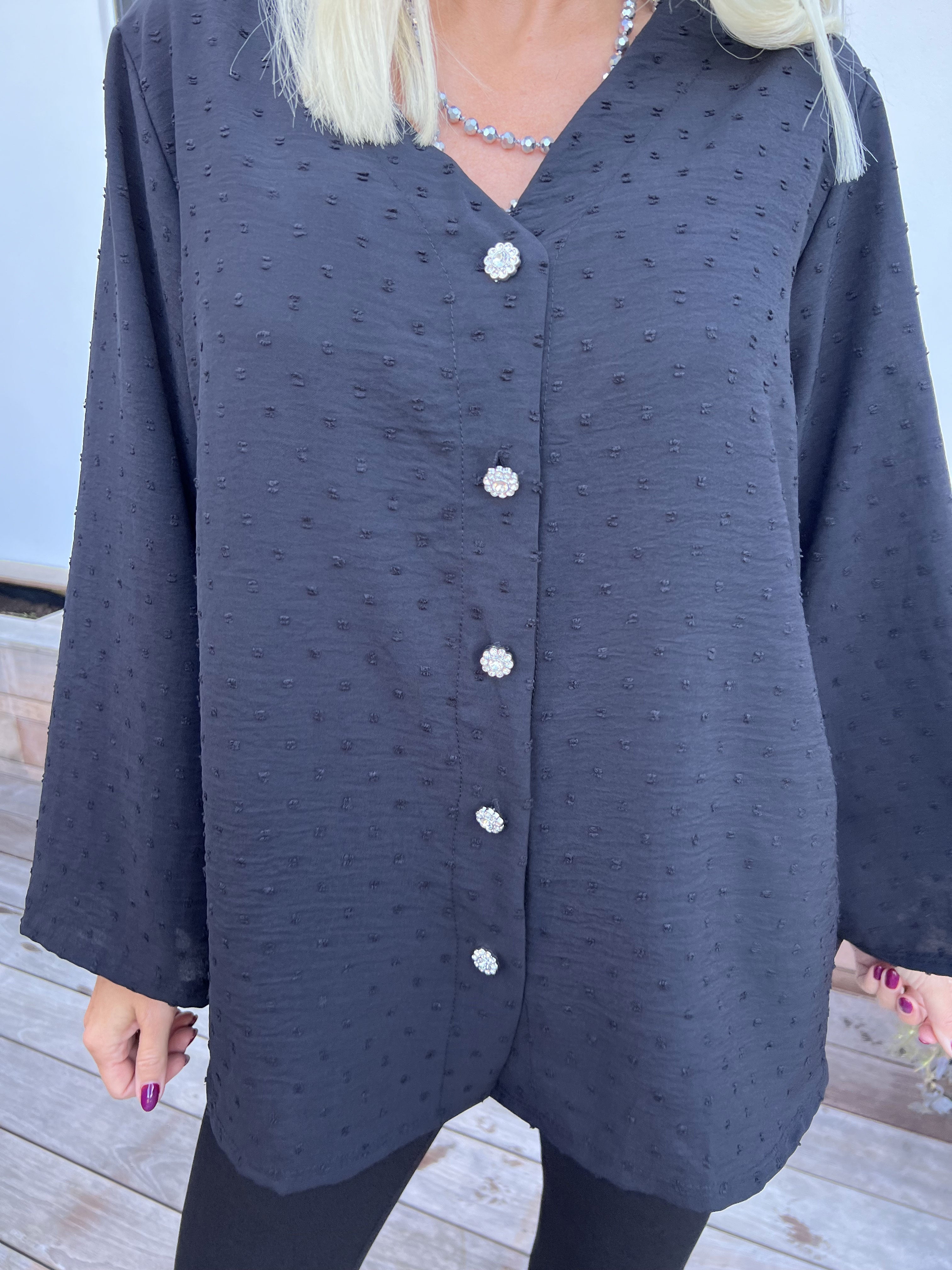 Iselin - Söt tunika med prickiga detaljer och silverknappar