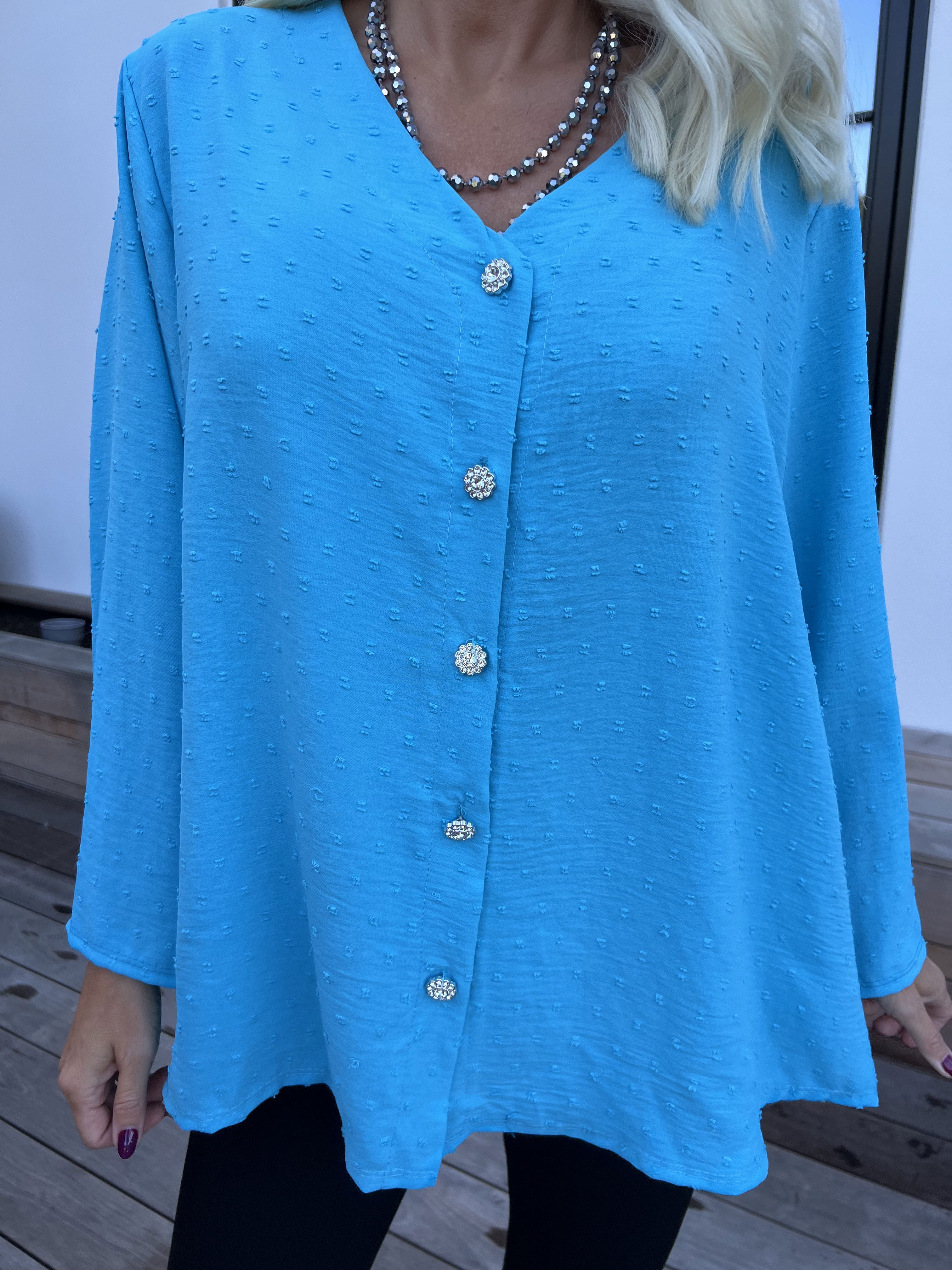 Iselin - Söt tunika med prickiga detaljer och silverknappar