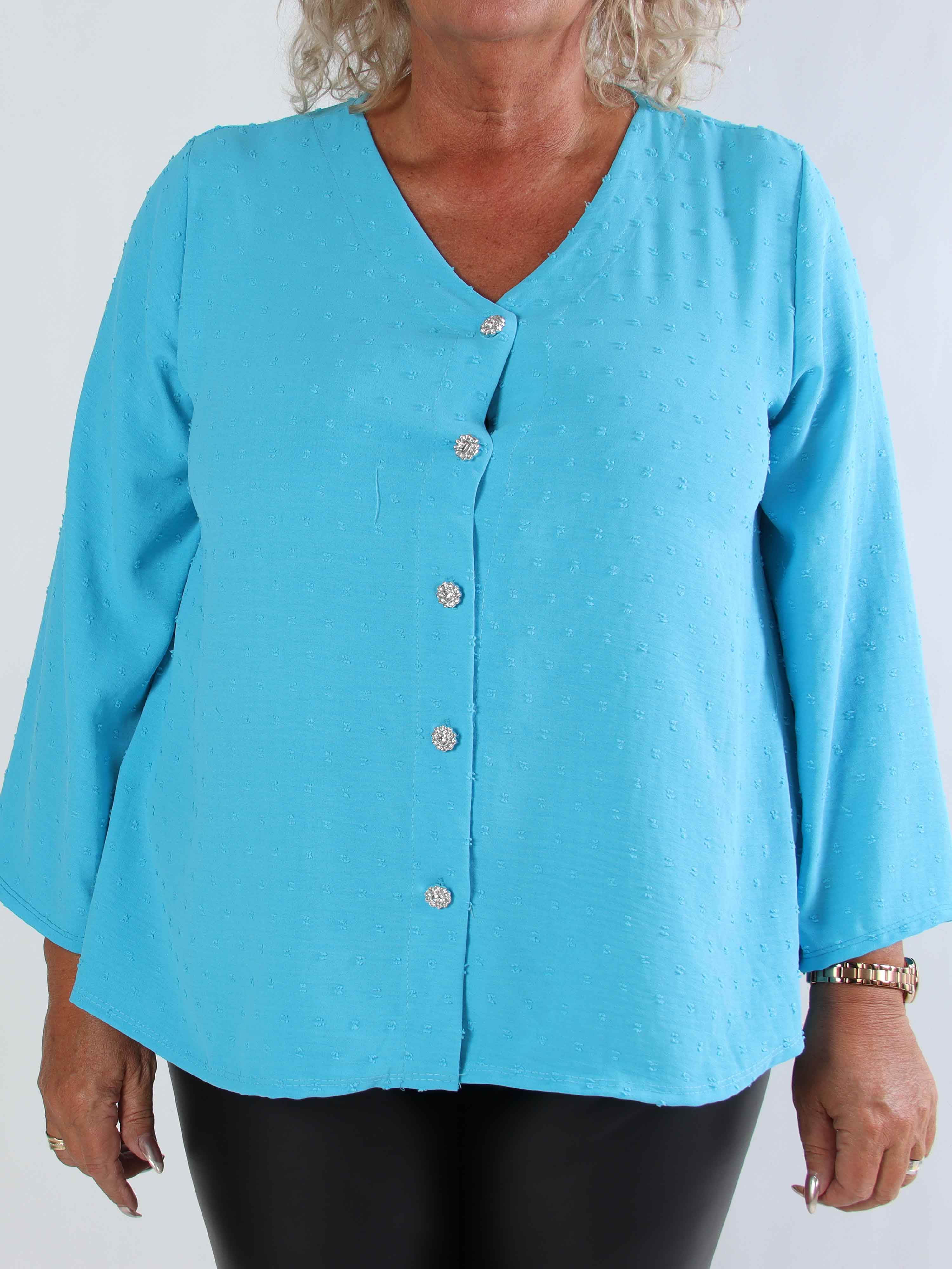 Iselin - Söt plus size tunika med prickiga detaljer och silverknappar