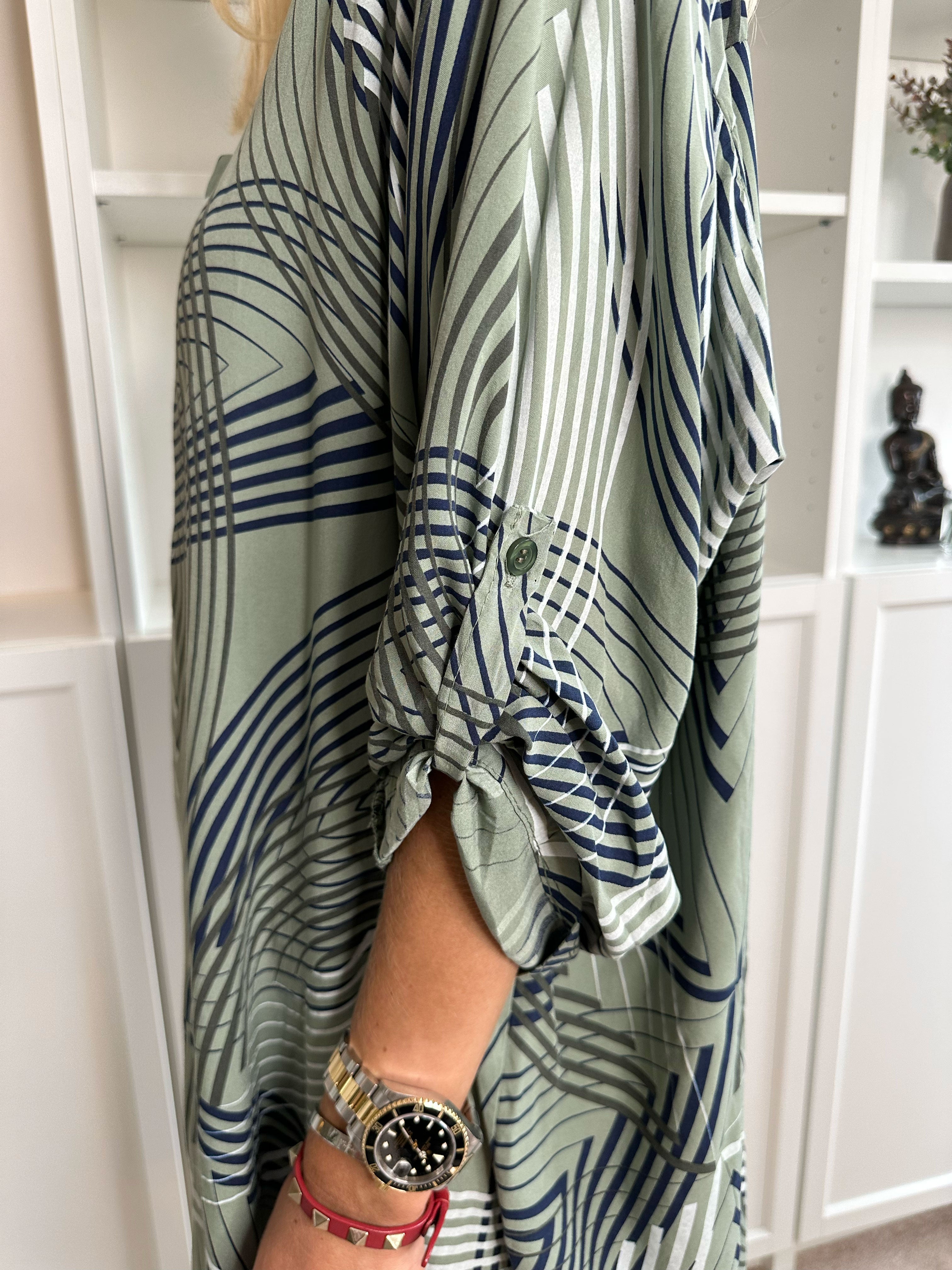 Isidora - Lång mönstrad tunikaklänning i viskos