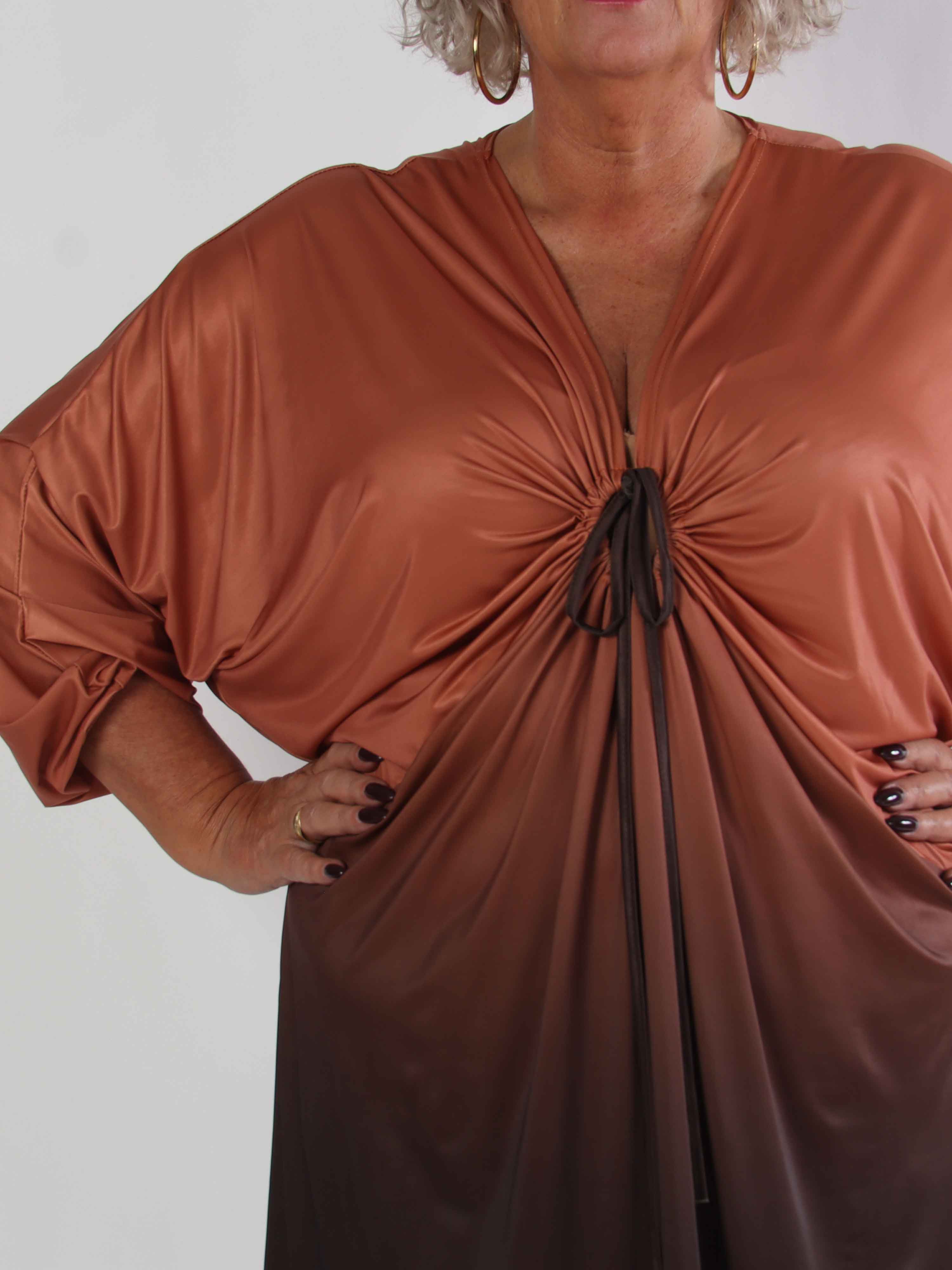 Ismene - Lang plus size tunikakjole i flere farvenuancer