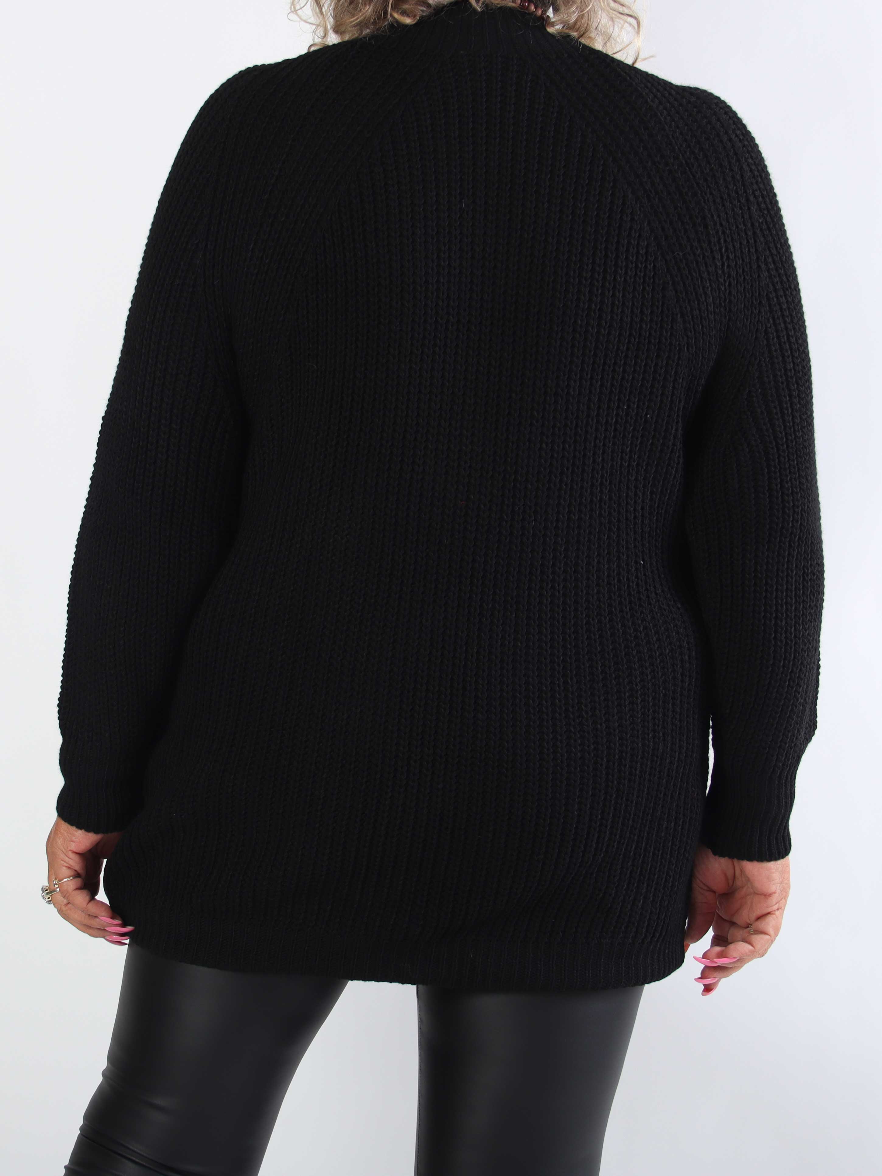Isolde - Plain plus size strikkjole med høj hals