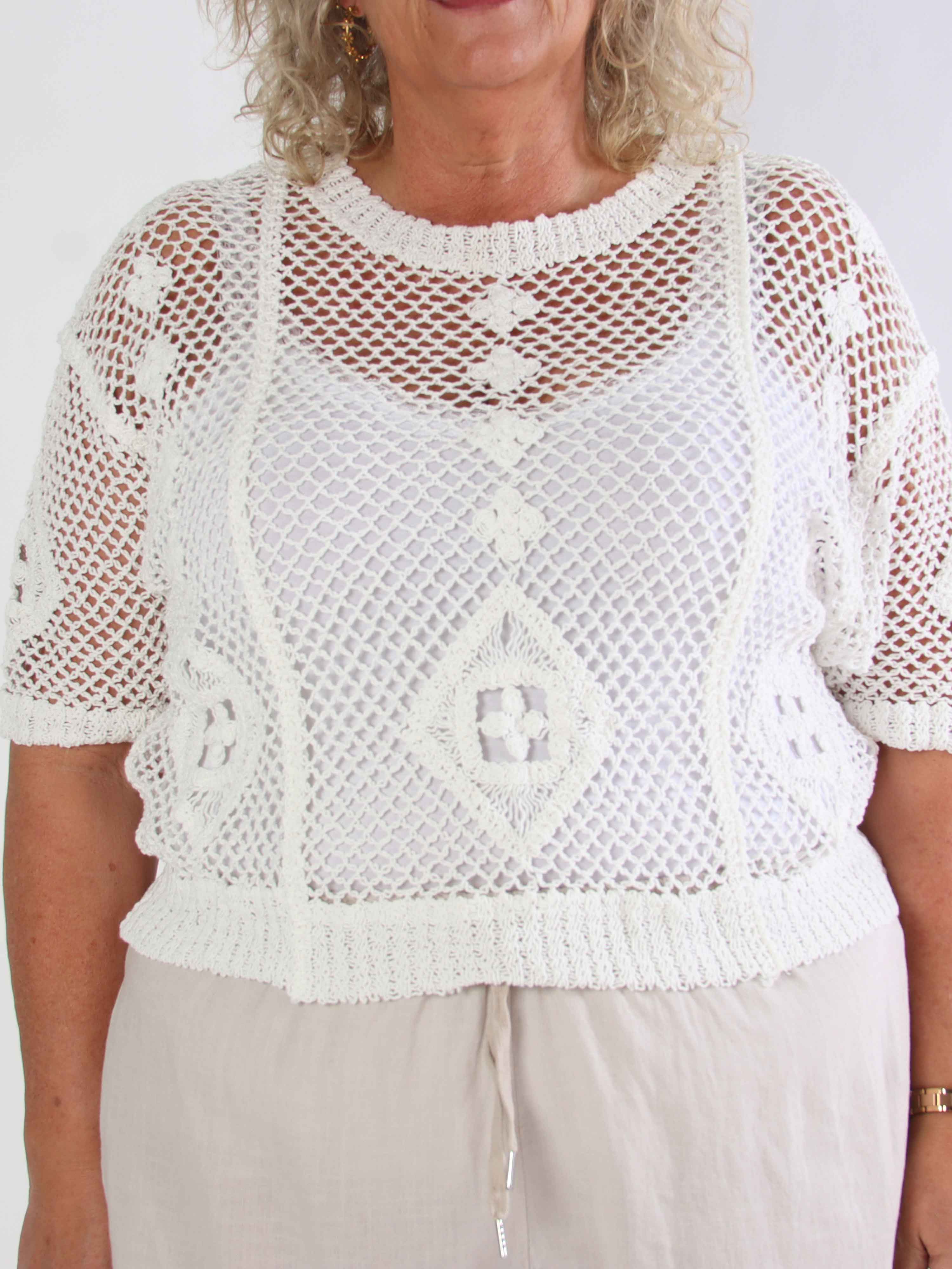 Ivy - Feminin virkad plus size  blus i bomull