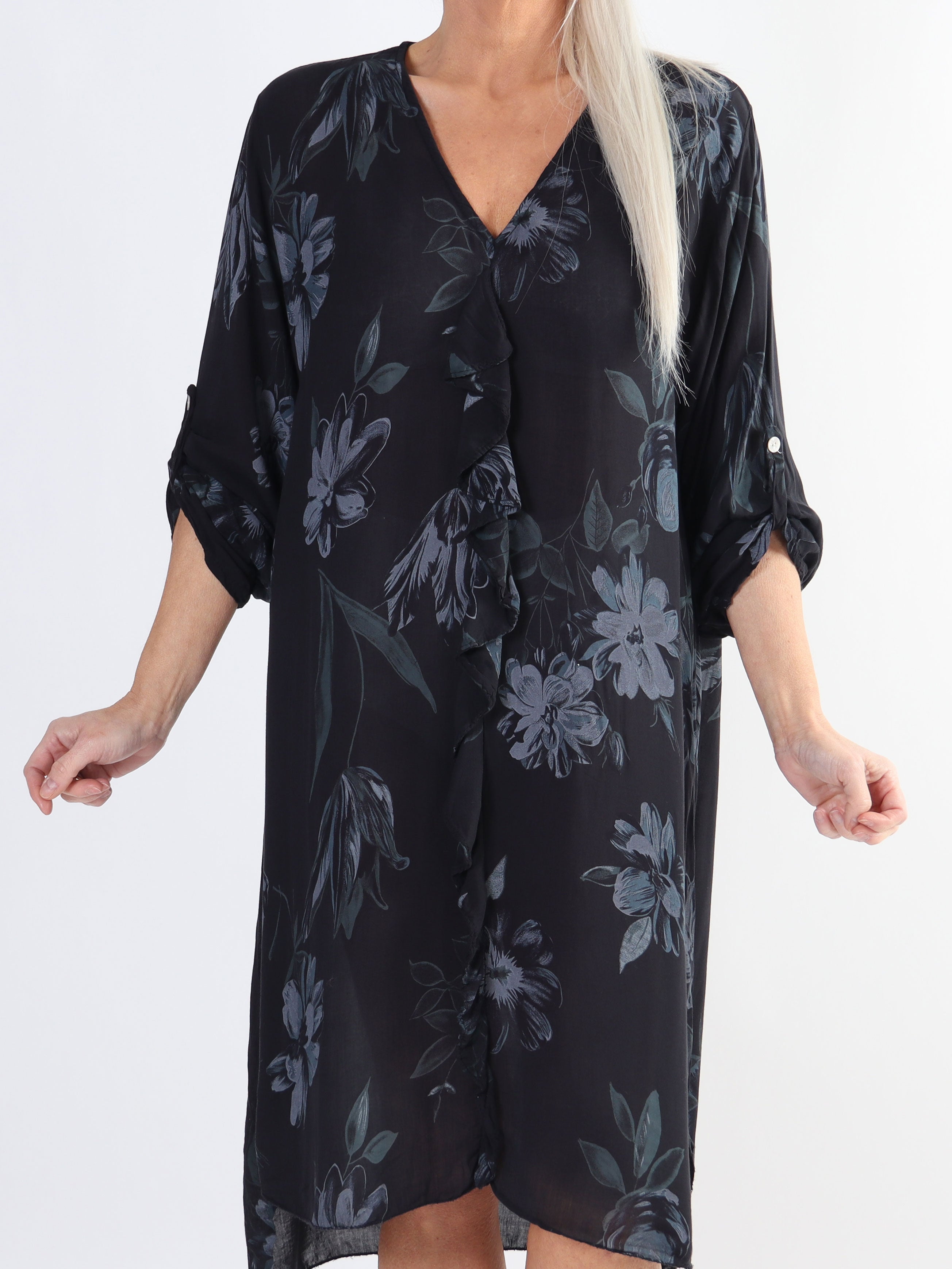 Jaana - Söt tunikaklänning i stora storlekar med volanger fram