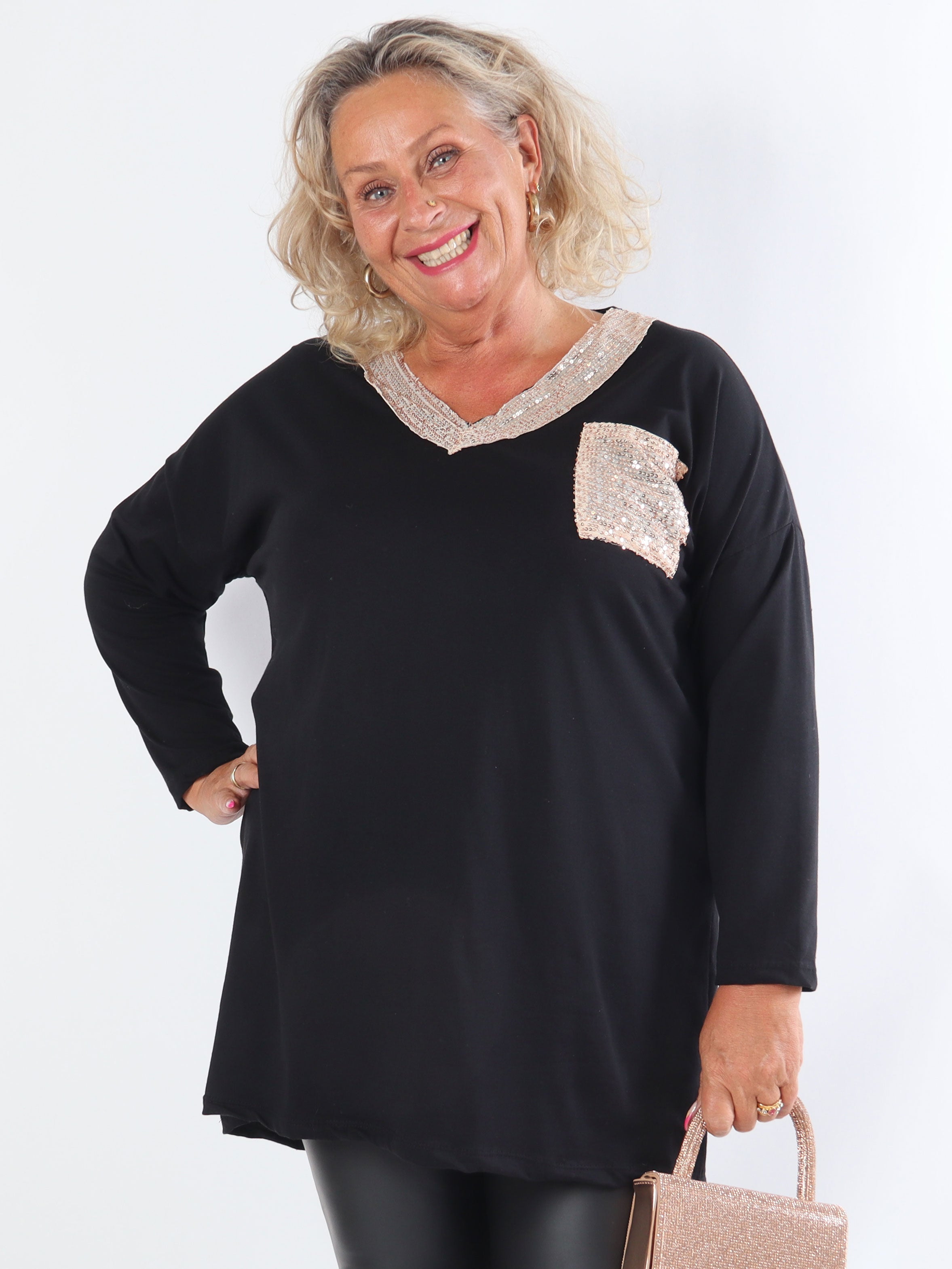 Jasmine - Mjuk plus size-tunika i bomull med paljetter