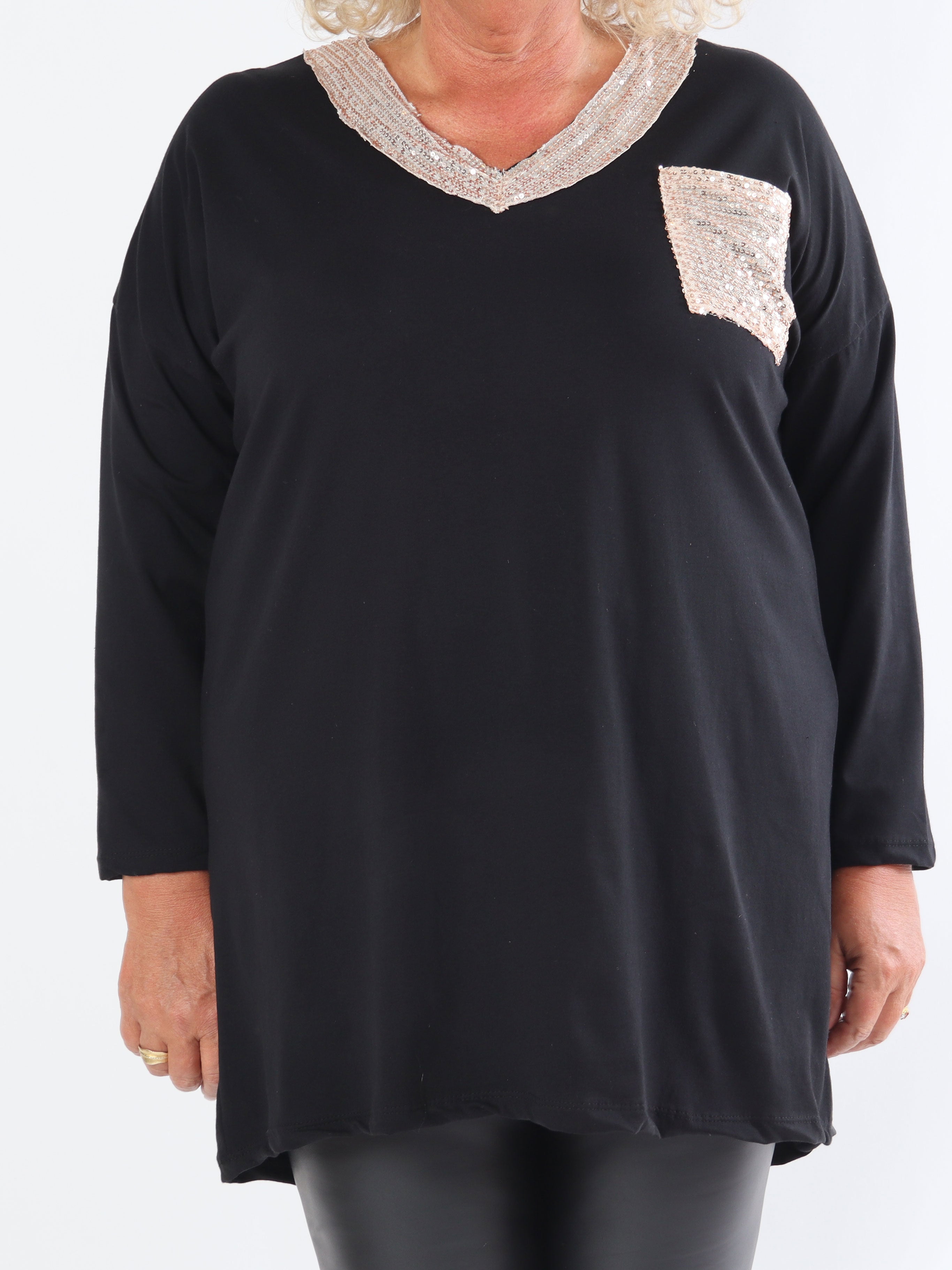 Jasmine - Mjuk plus size-tunika i bomull med paljetter