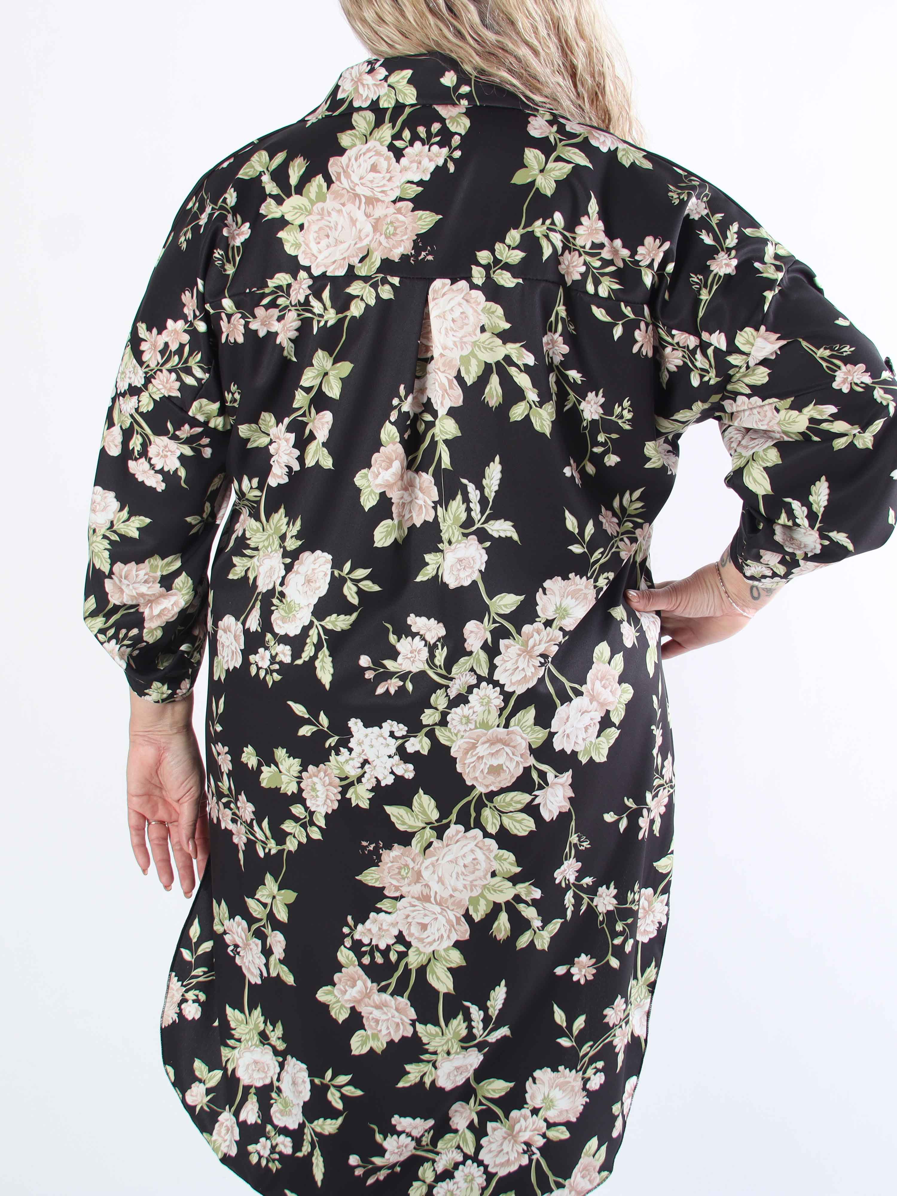 Jessica - Skjortklänning i viskosblandning med spetsrosor