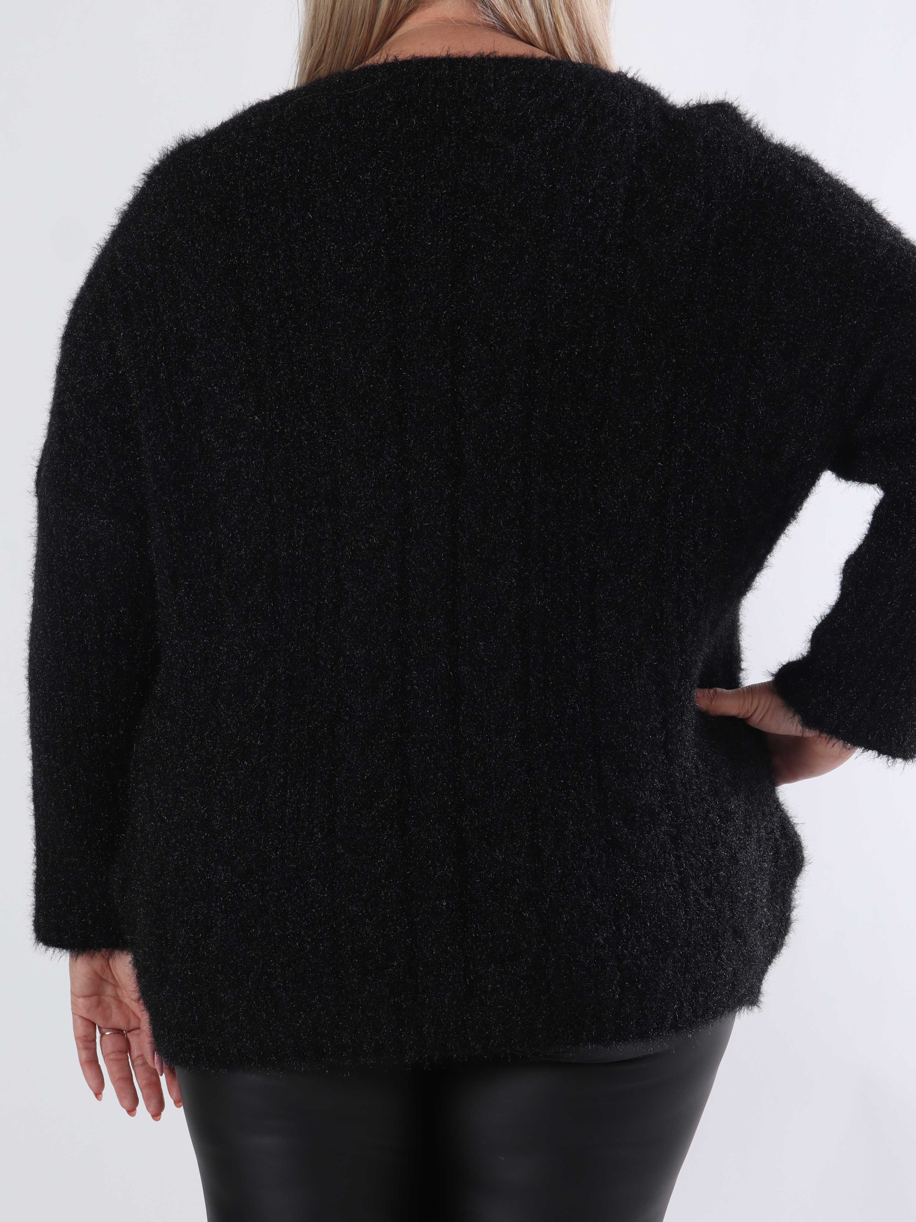 Johanna - Plus size stickad blus i glansig trikå