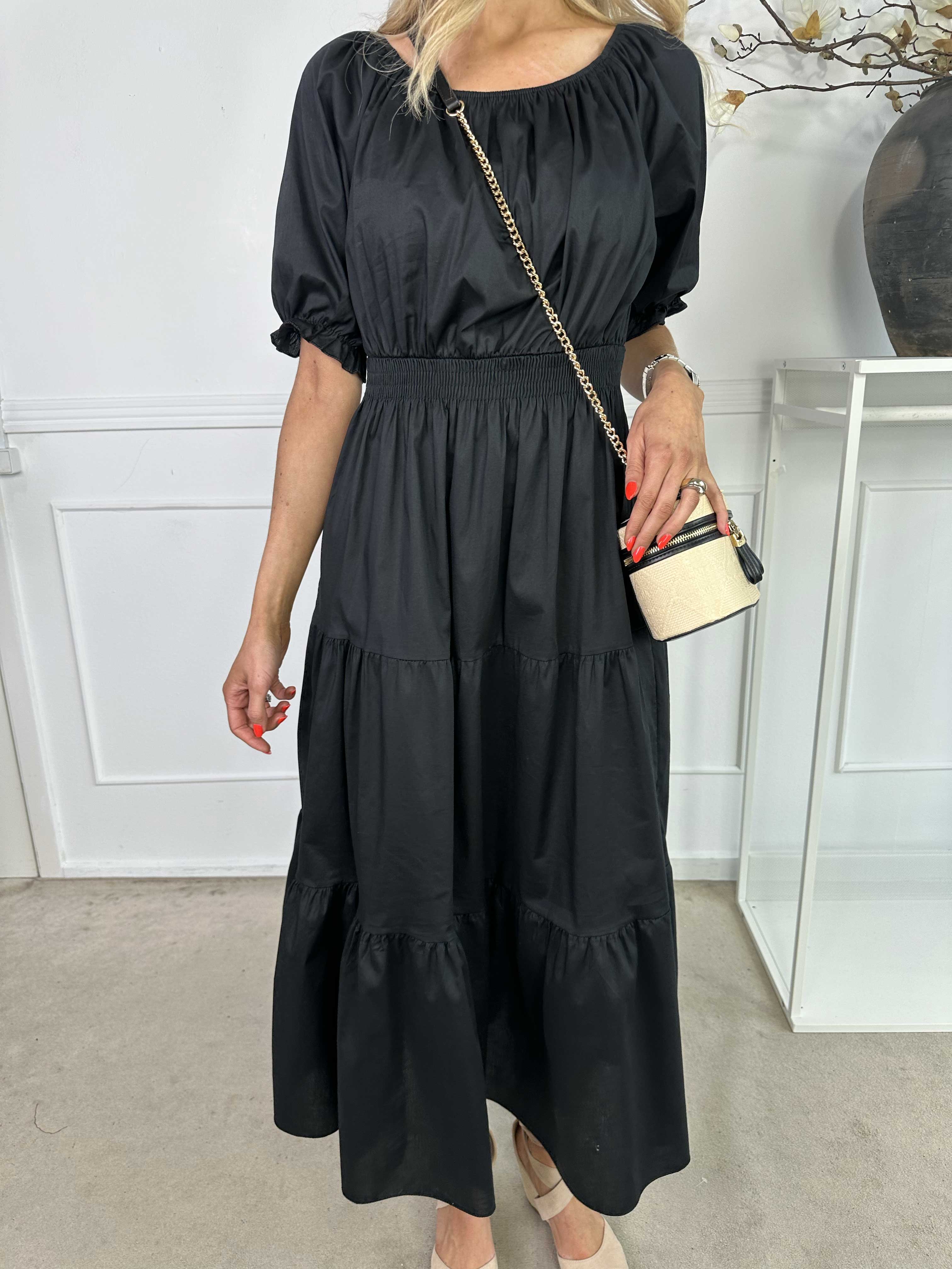 Kayce - Klänning i bomull med resår i halsringning och midja