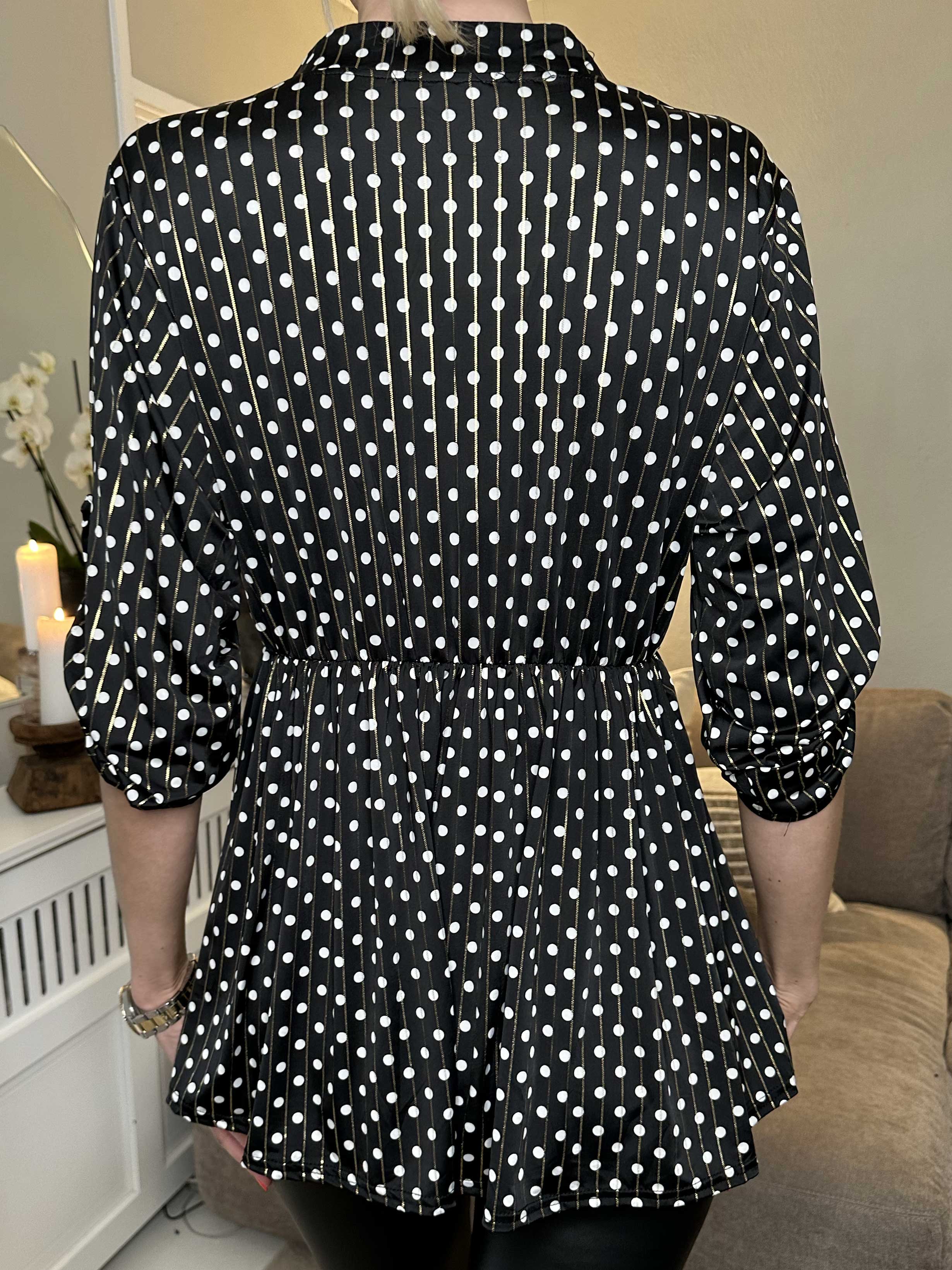 Katja Dot - Elastisk tunika med prickar och resår i midjan - Blue