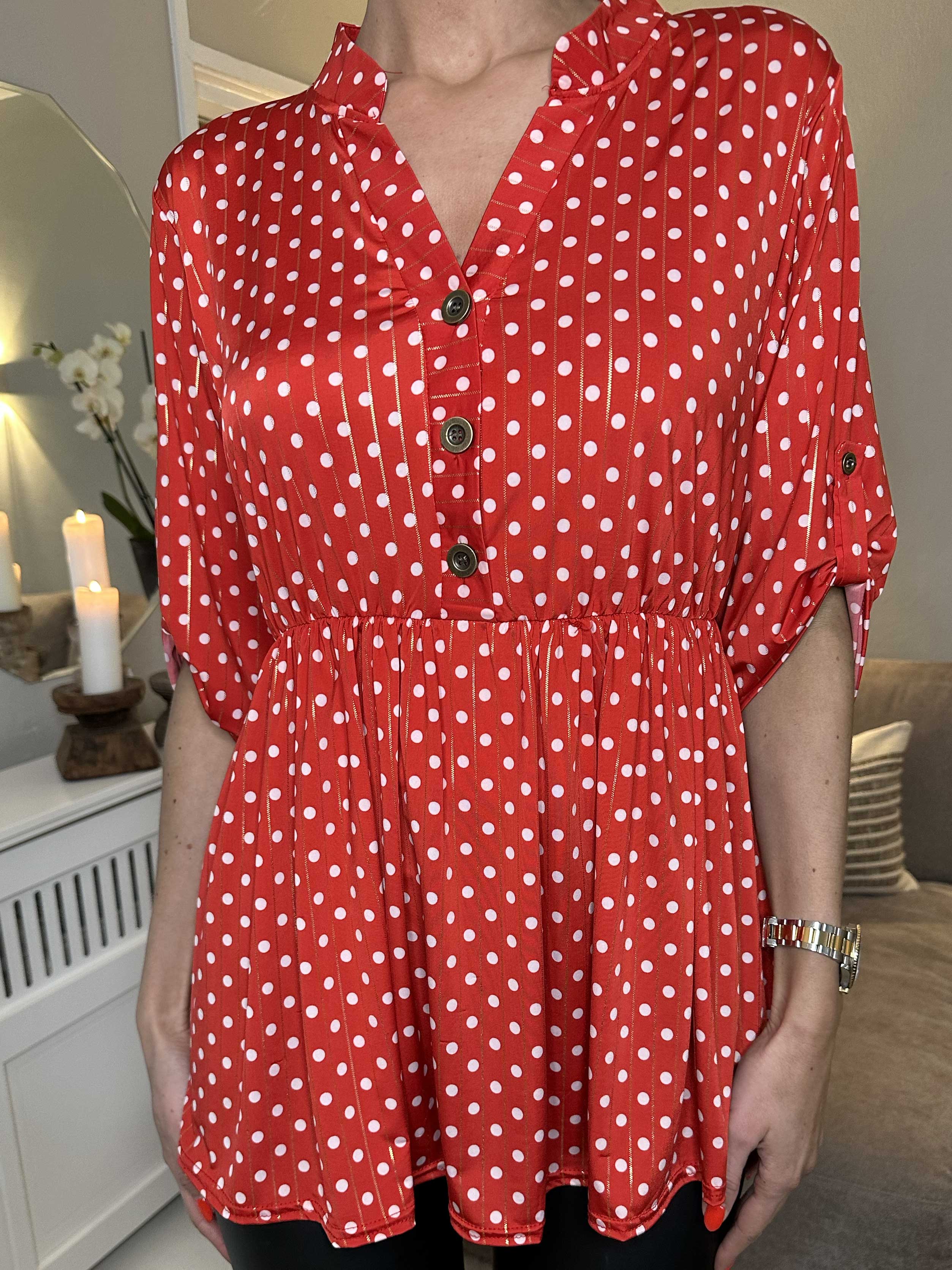 Katja Dot - Elastisk tunika med prickar och resår i midjan