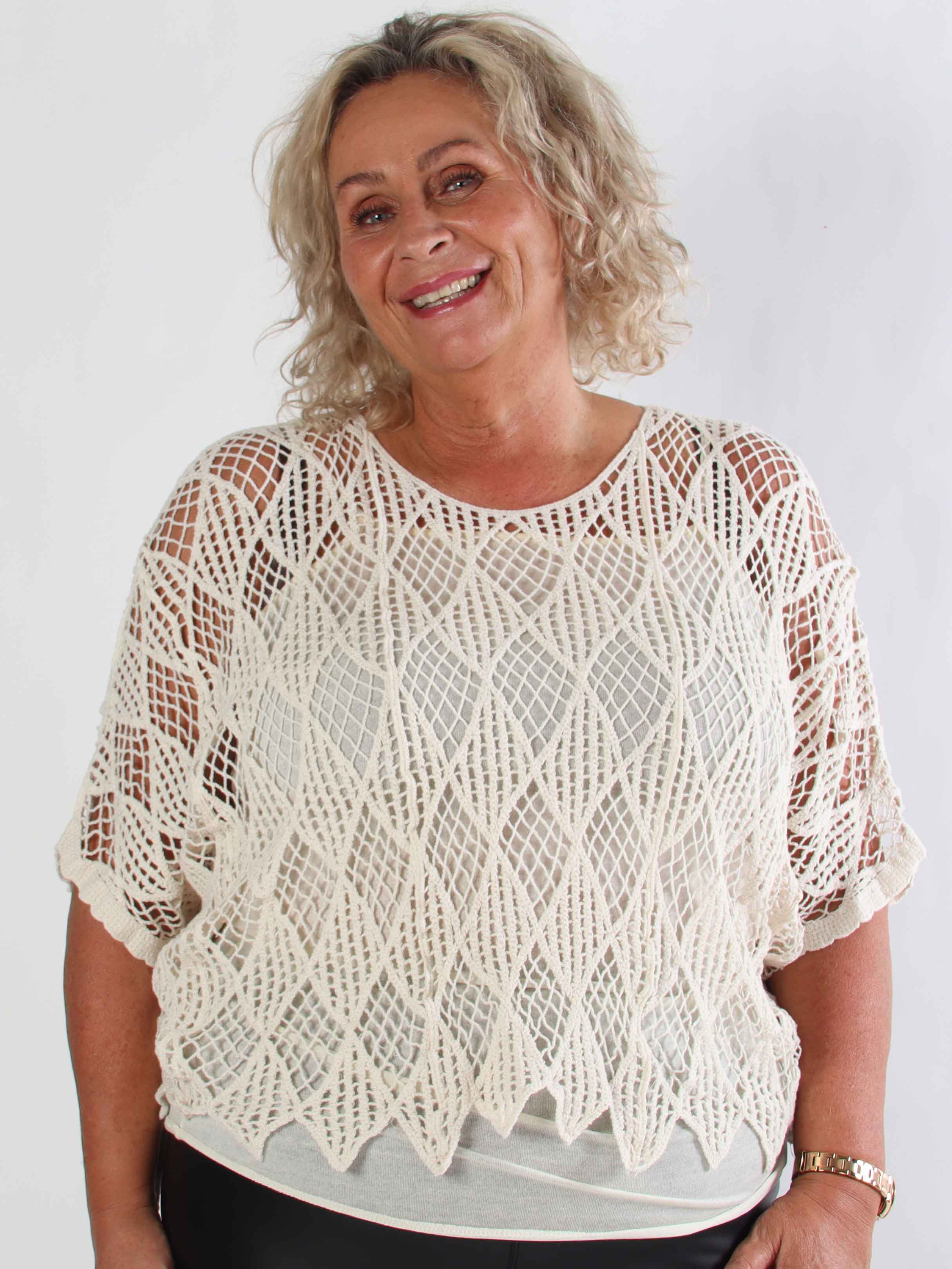 Kari - Virkad plus size tunika med topp i bomull