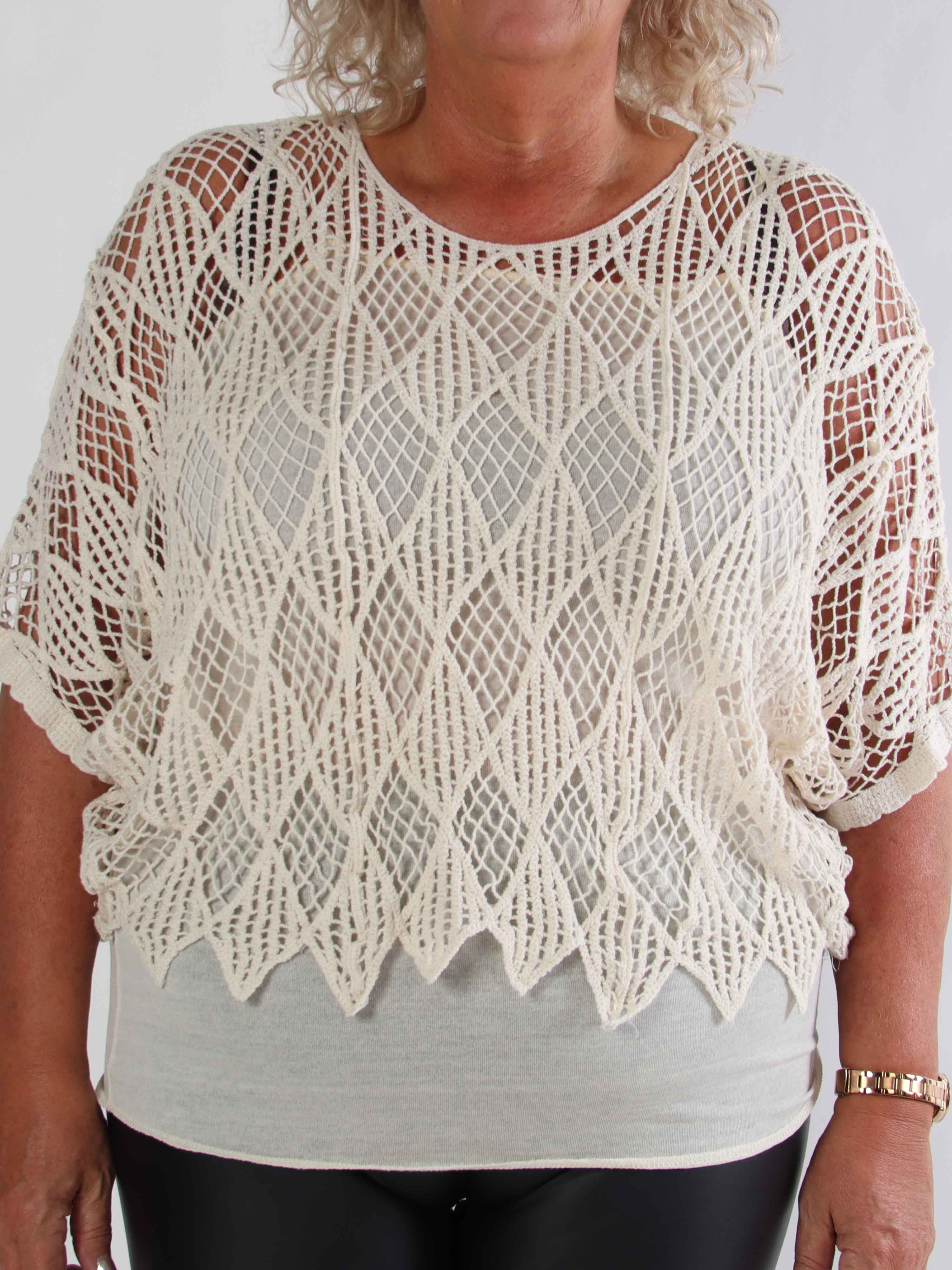 Kari - Virkad plus size tunika med topp i bomull