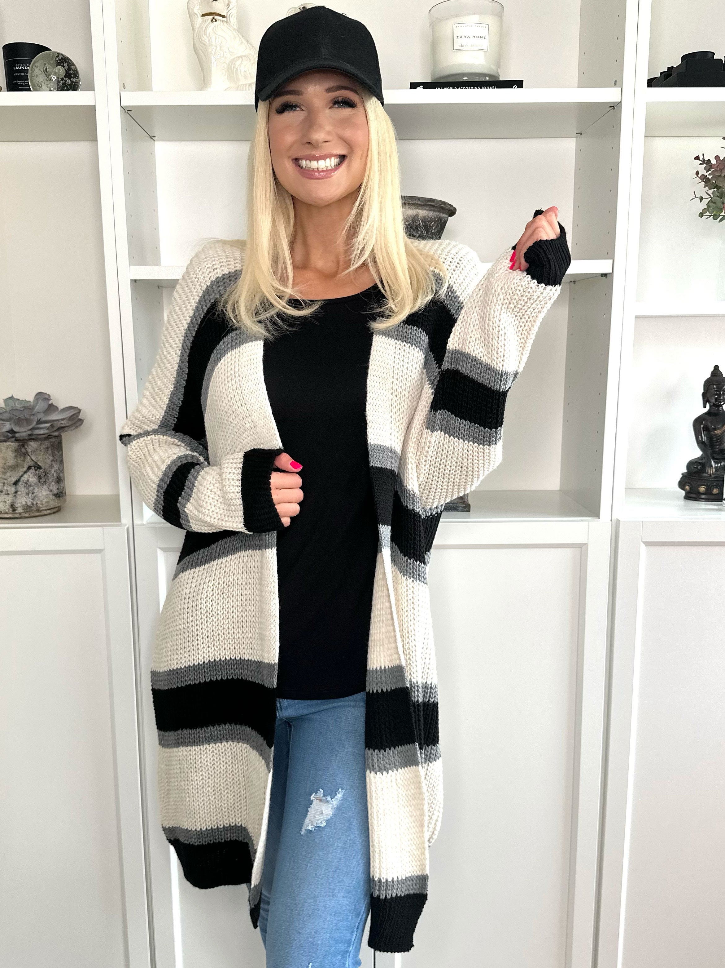 Kata - Flerfärgad randig stickad kofta