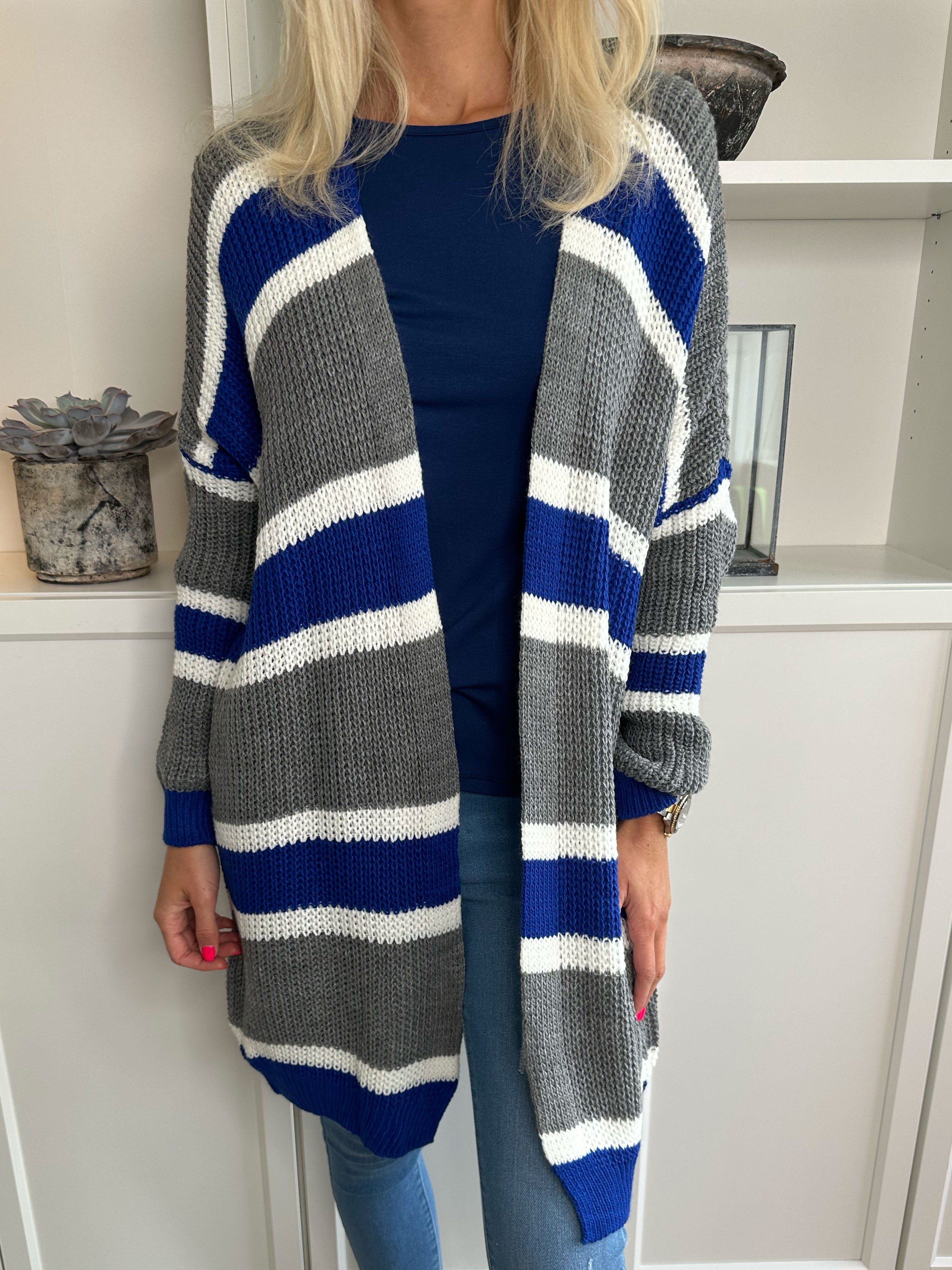 Kata - Flerfärgad randig stickad kofta