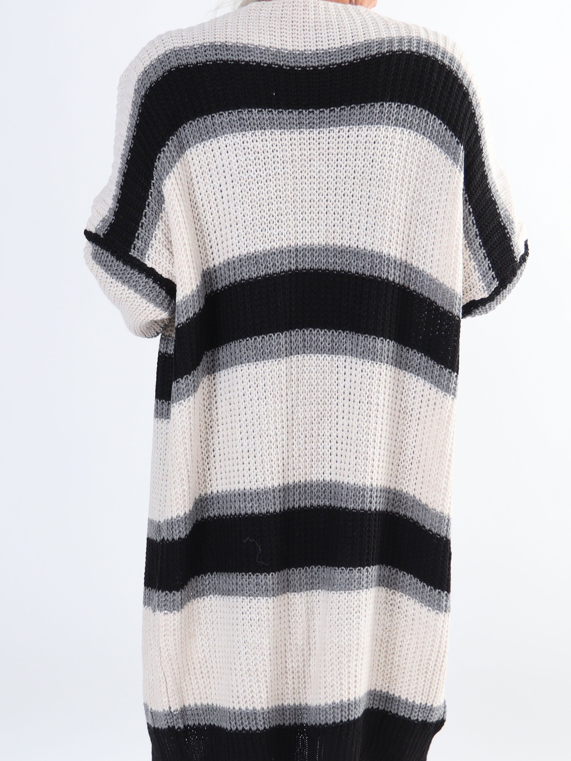 Kata - Flerfärgad randig plus size stickad kofta