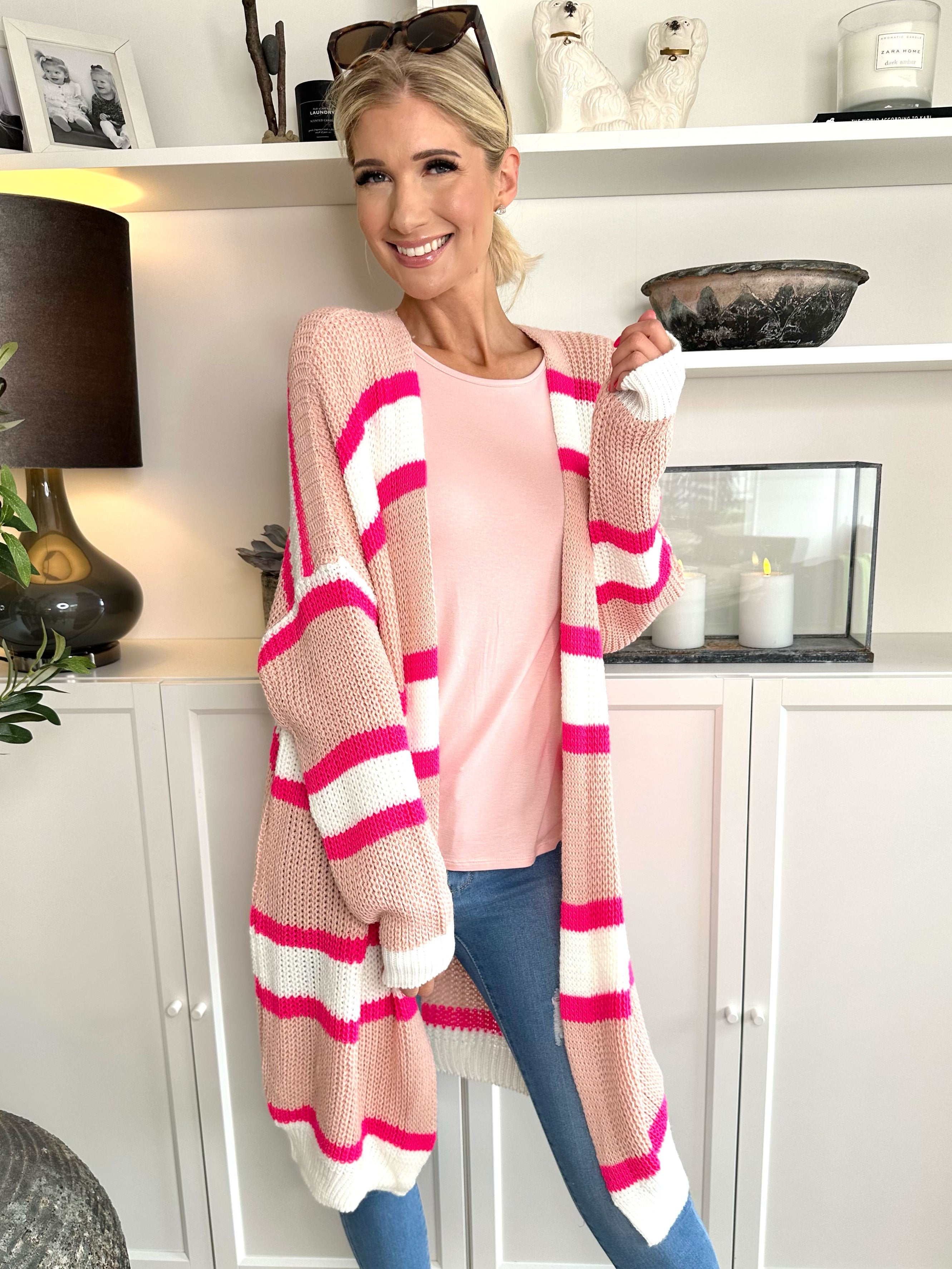 Kata - Flerfärgad randig stickad kofta