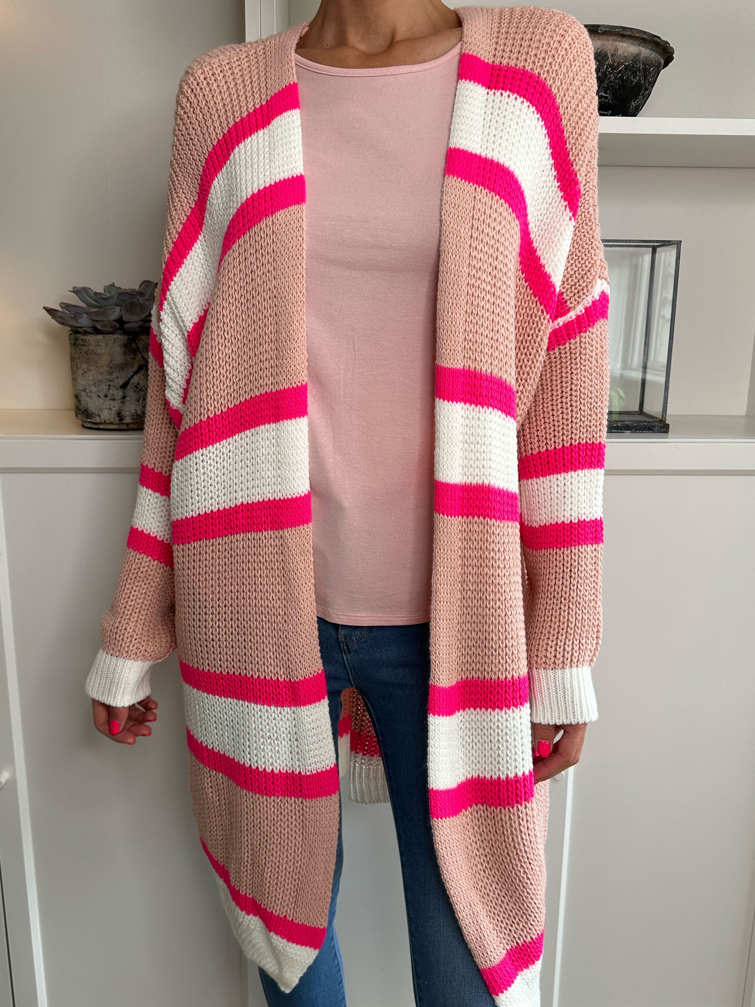 Kata - Flerfärgad randig stickad kofta