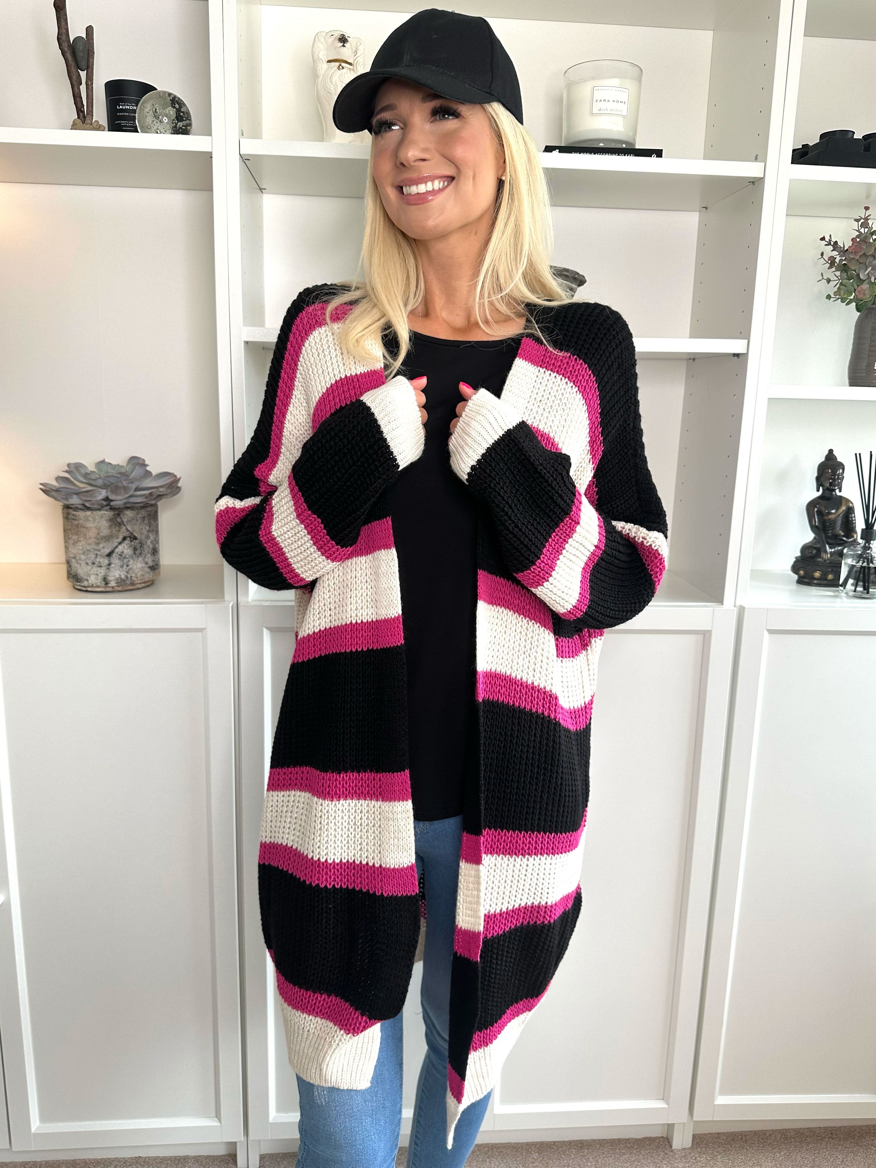 Kata - Flerfärgad randig stickad kofta