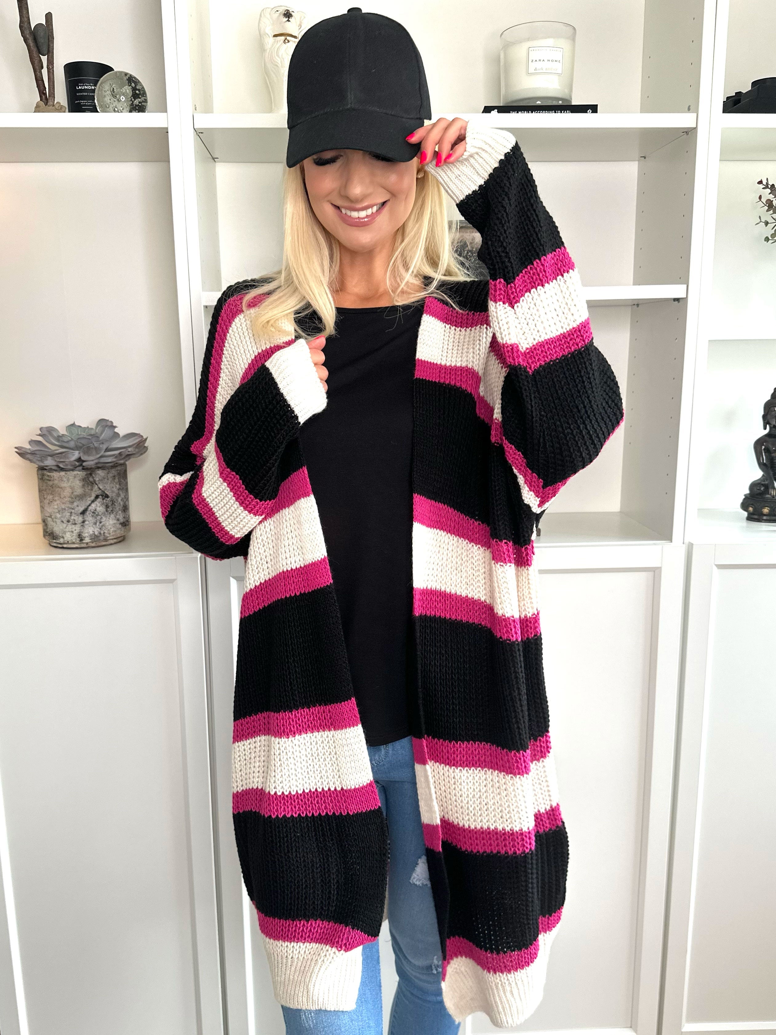 Kata - Flerfärgad randig stickad kofta