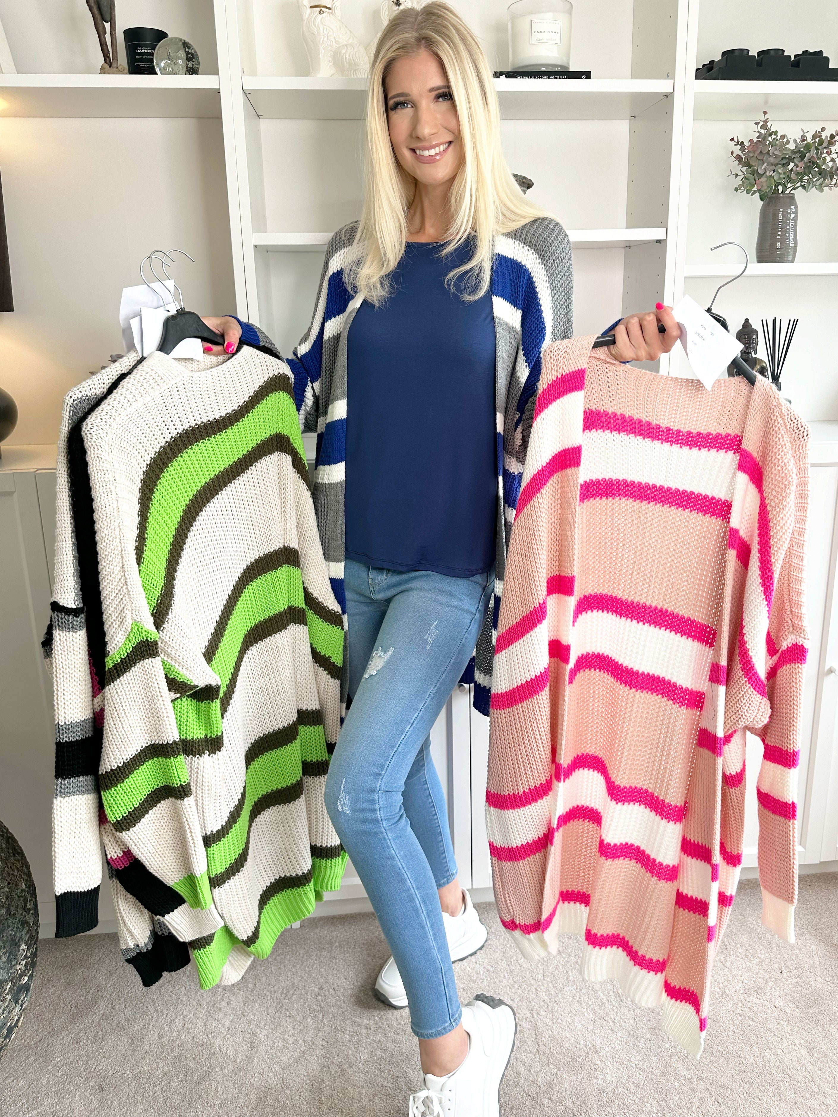 Kata - Flerfärgad randig stickad kofta