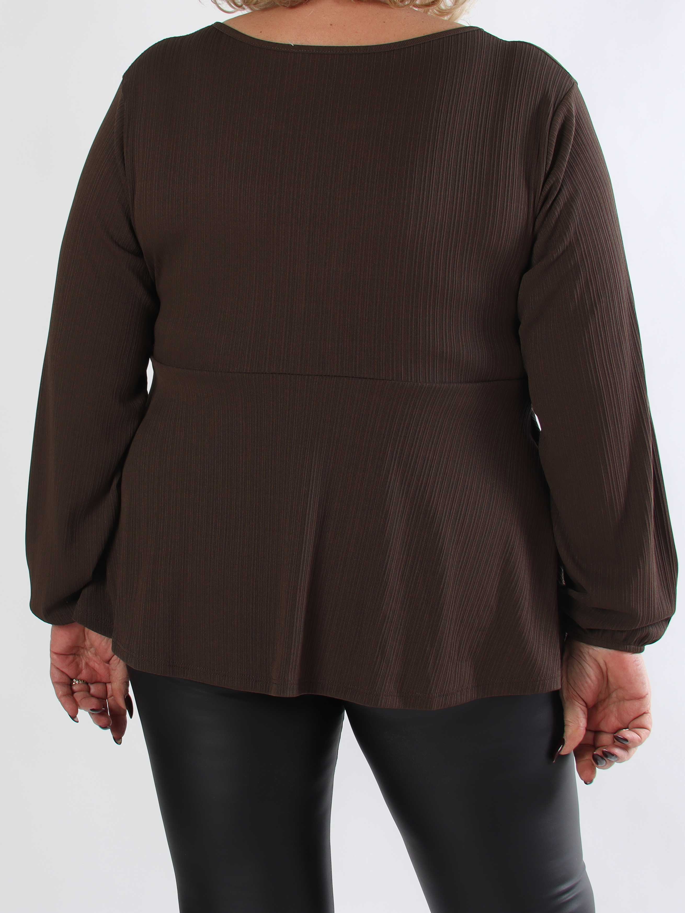 Katie - Sød langærmet plus size tunika med fin sløjfedetalje foran