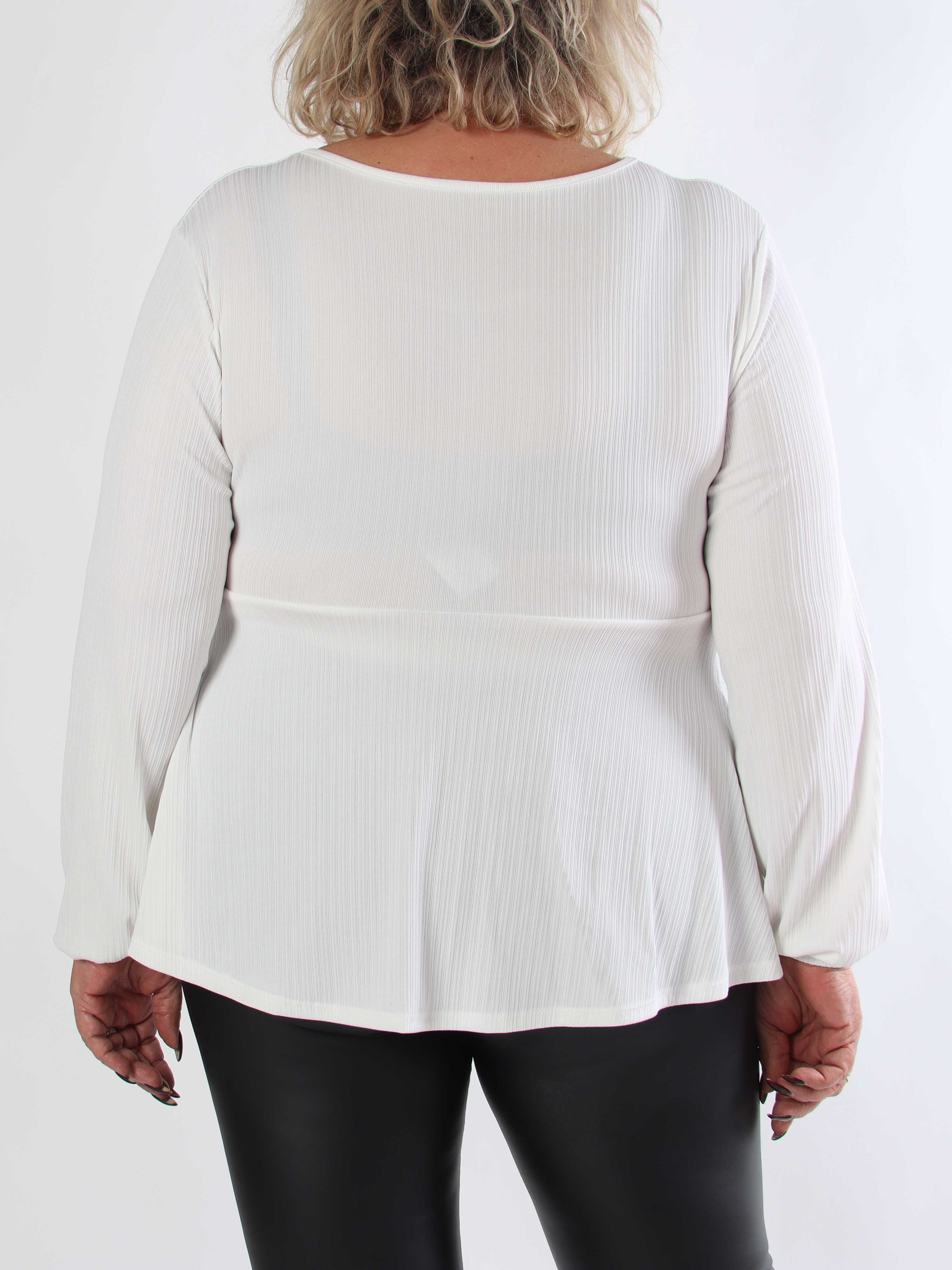 Katie - Sød langærmet plus size tunika med fin sløjfedetalje foran