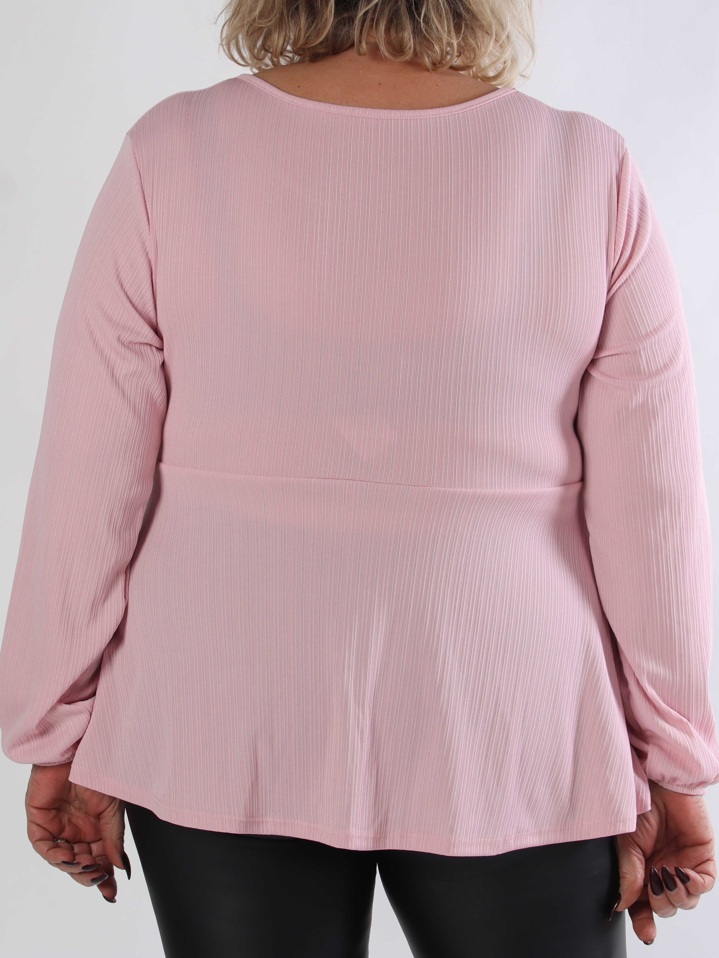 Katie - Sød langærmet plus size tunika med fin sløjfedetalje foran