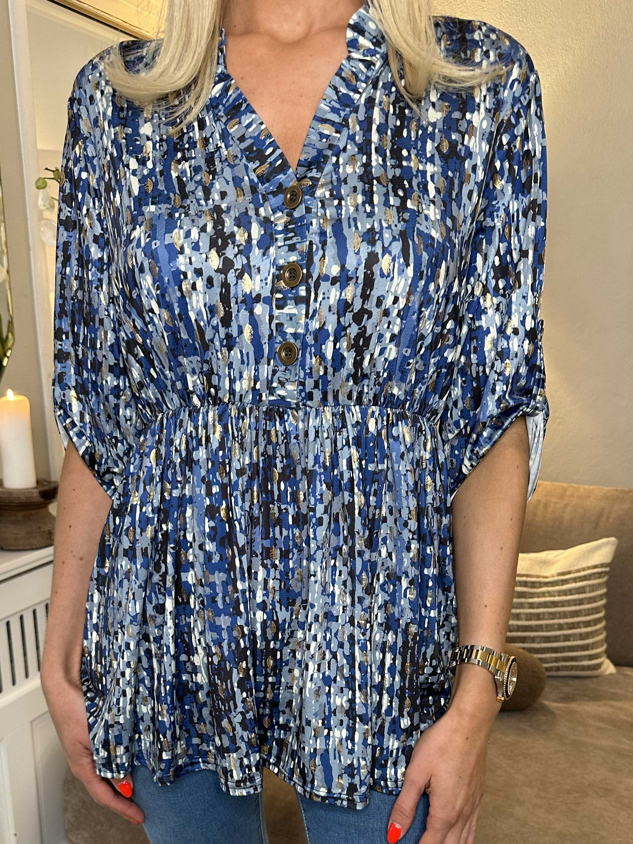 Katja Pattern - Elastisk mönstrad tunika med resår i midjan