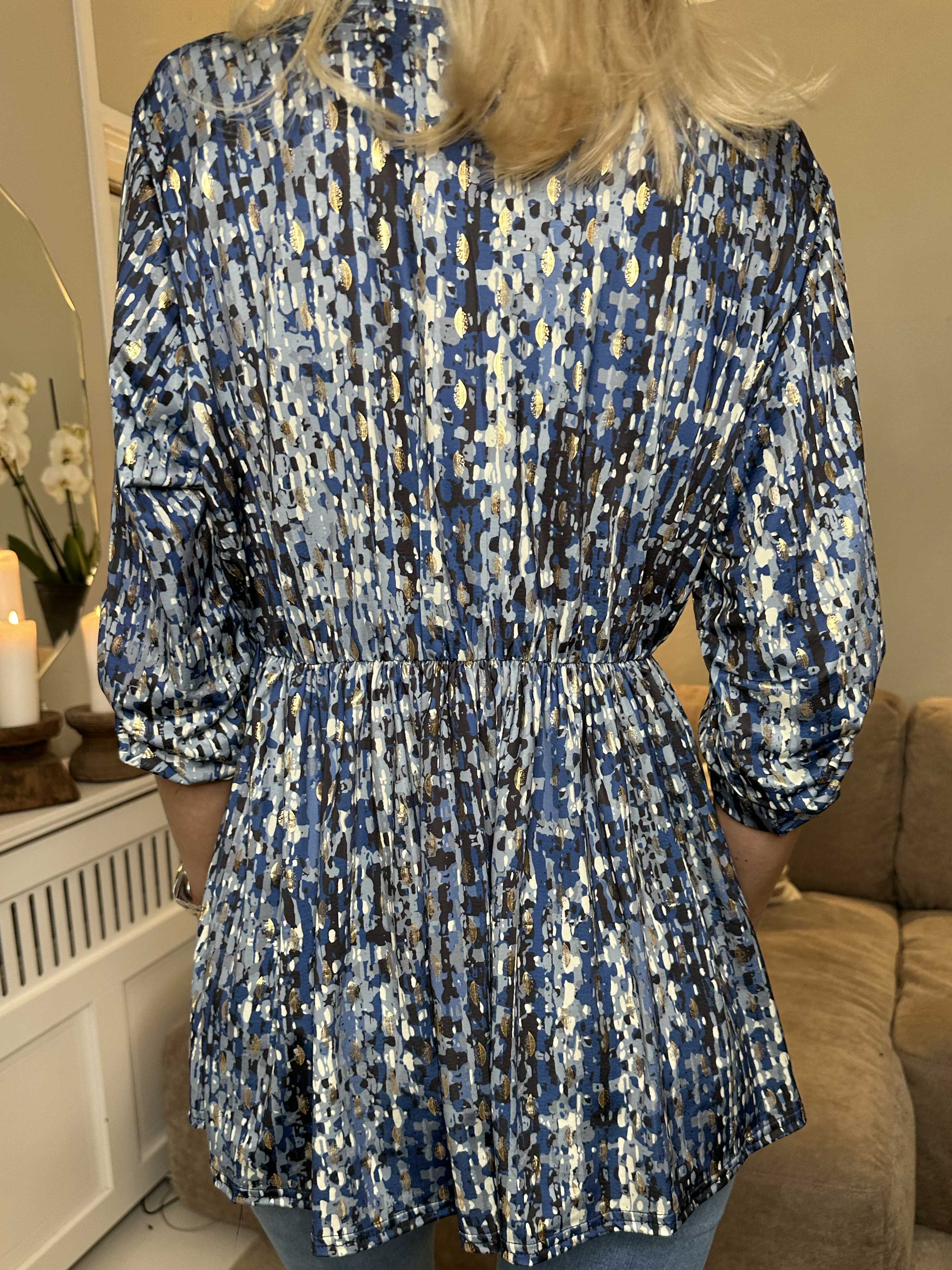 Katja Pattern - Elastisk mönstrad tunika med resår i midjan