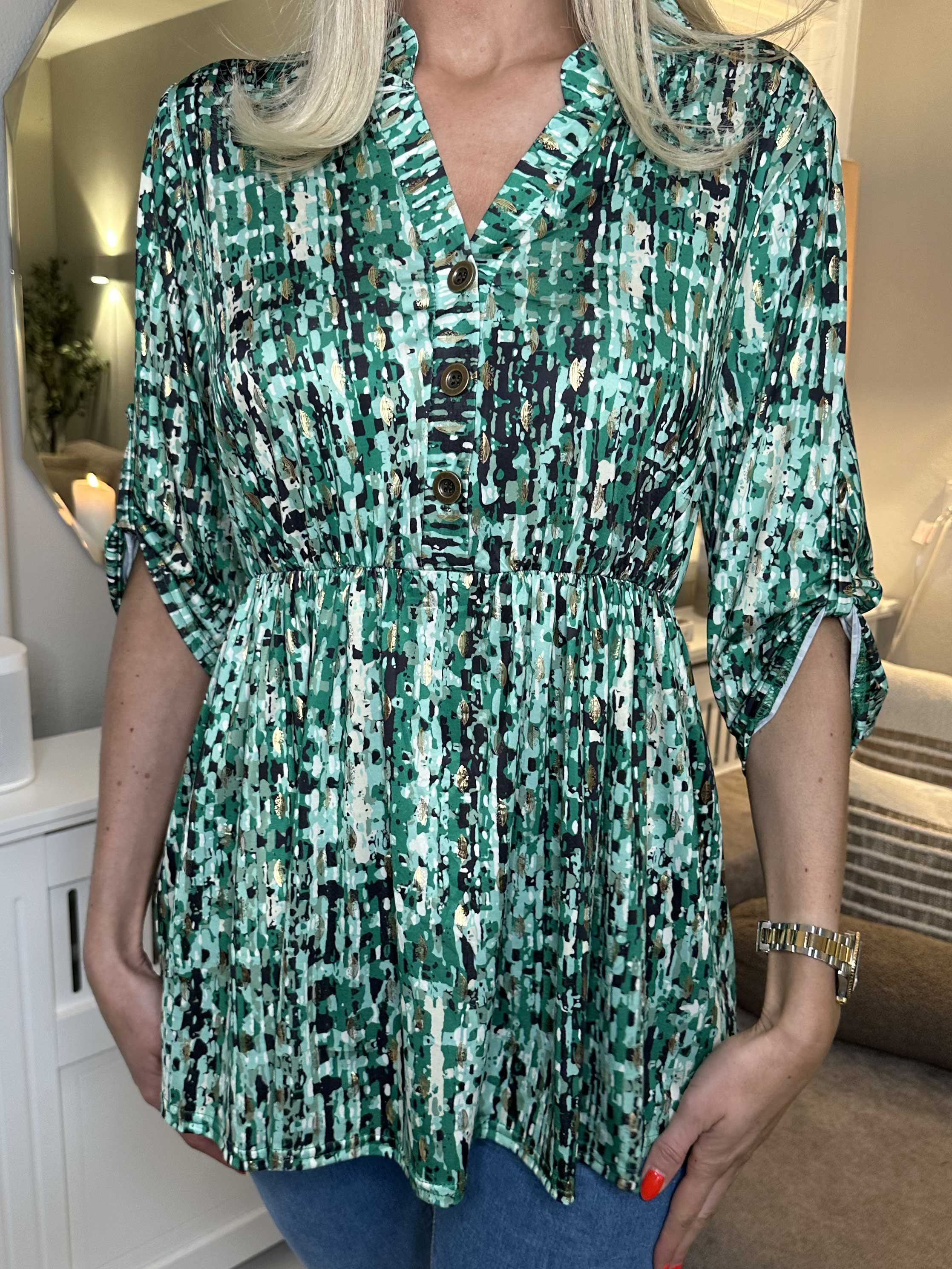 Katja Pattern - Elastisk mönstrad tunika med resår i midjan