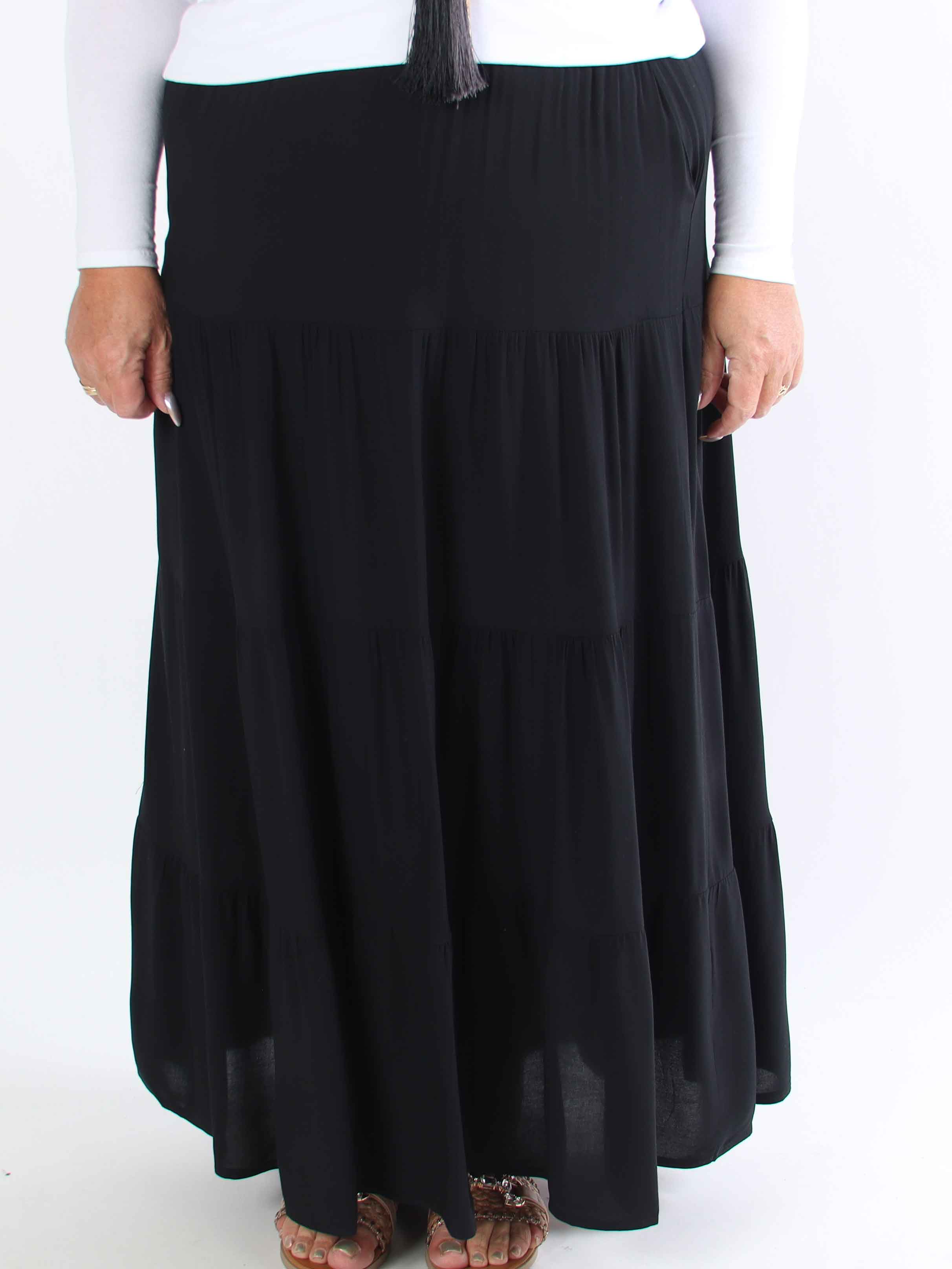 Kayla - Plus size kjol i viskos med lager-på-lager-look