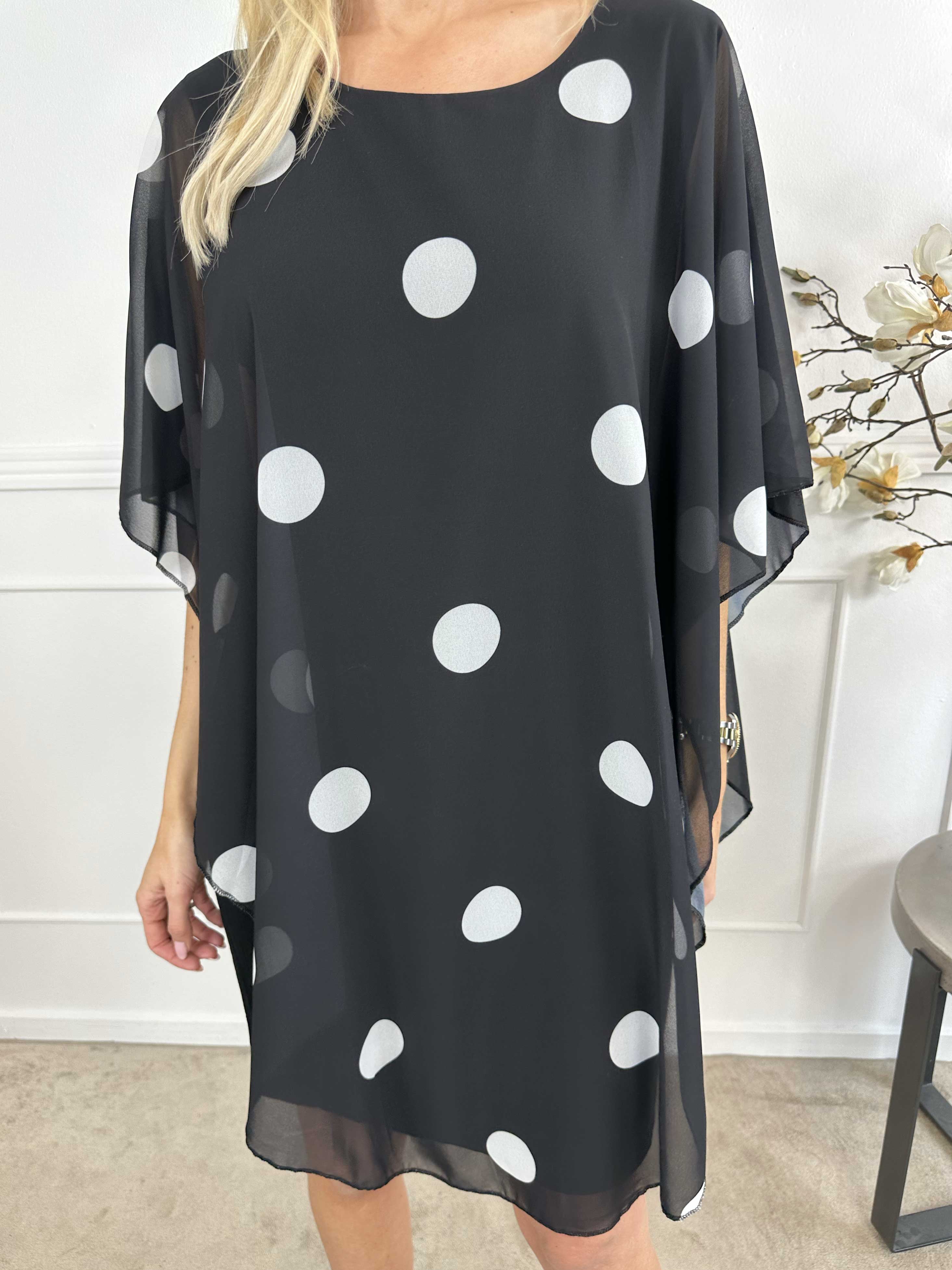 Kenya Dot - Tunikaklänning med prickigt chiffonglager