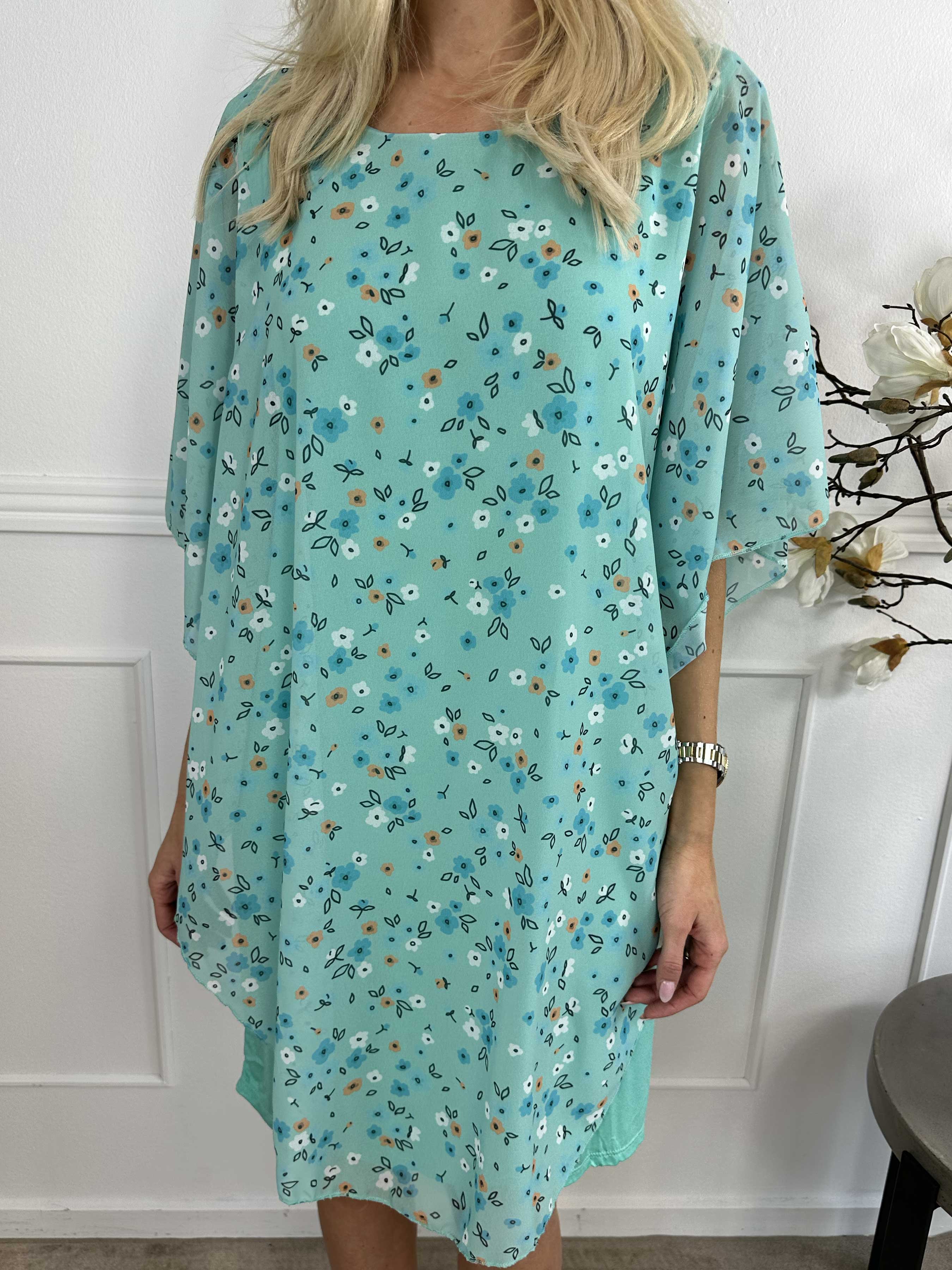 Kenya Small Flower - Tunikaklänning i chiffong med blommönster