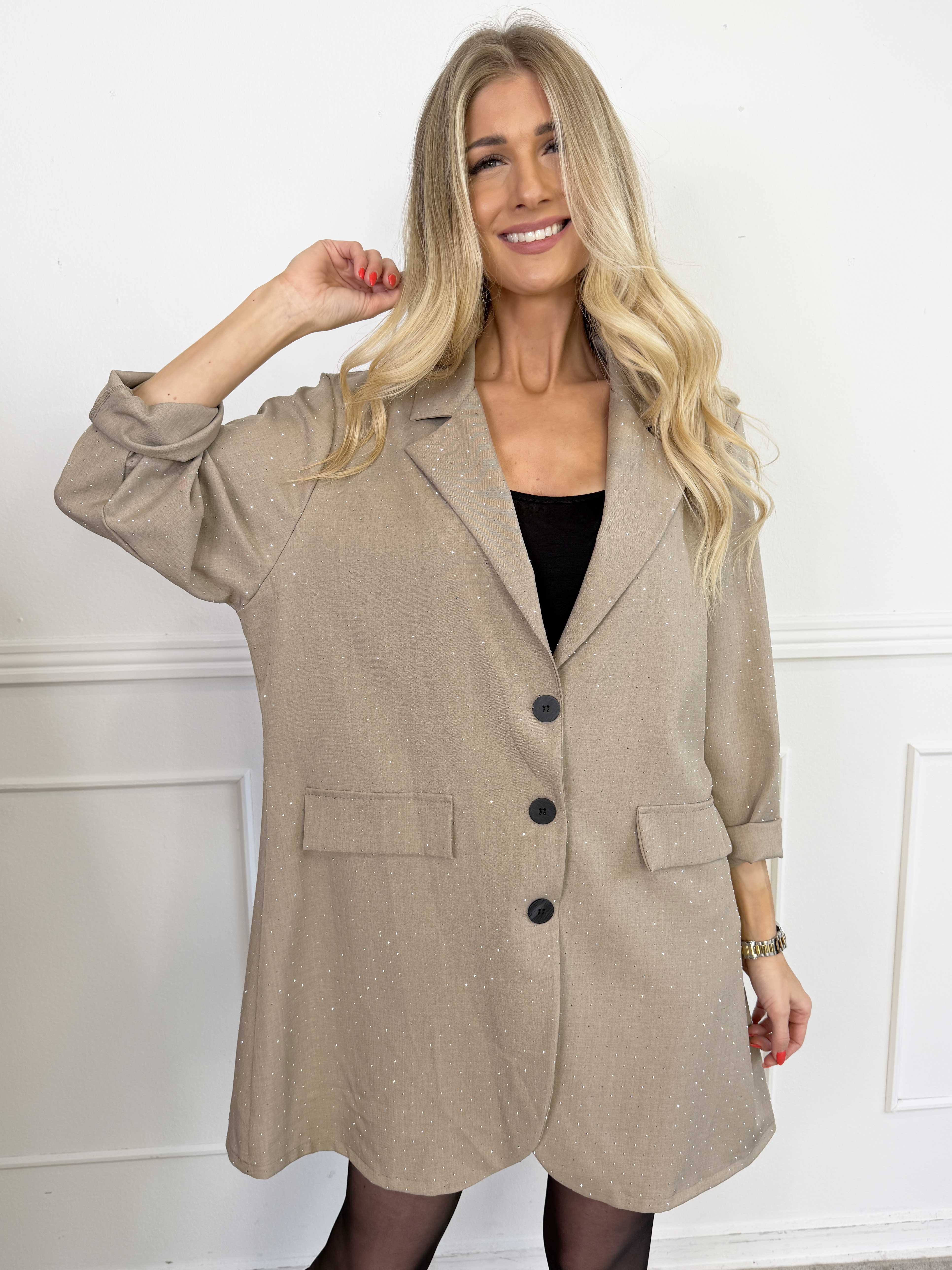 Lanthe long - Lang plus size blazer med similisten