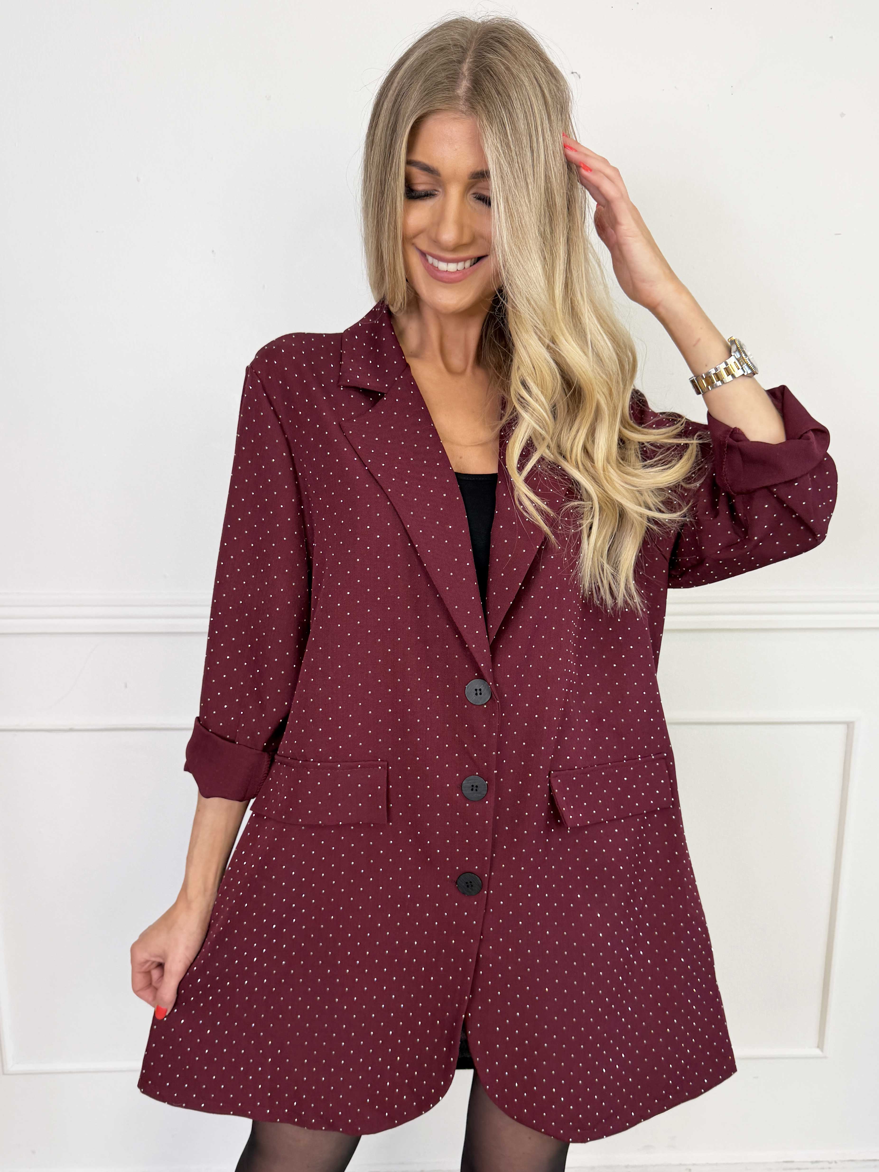 Lanthe long - Lang plus size blazer med similisten