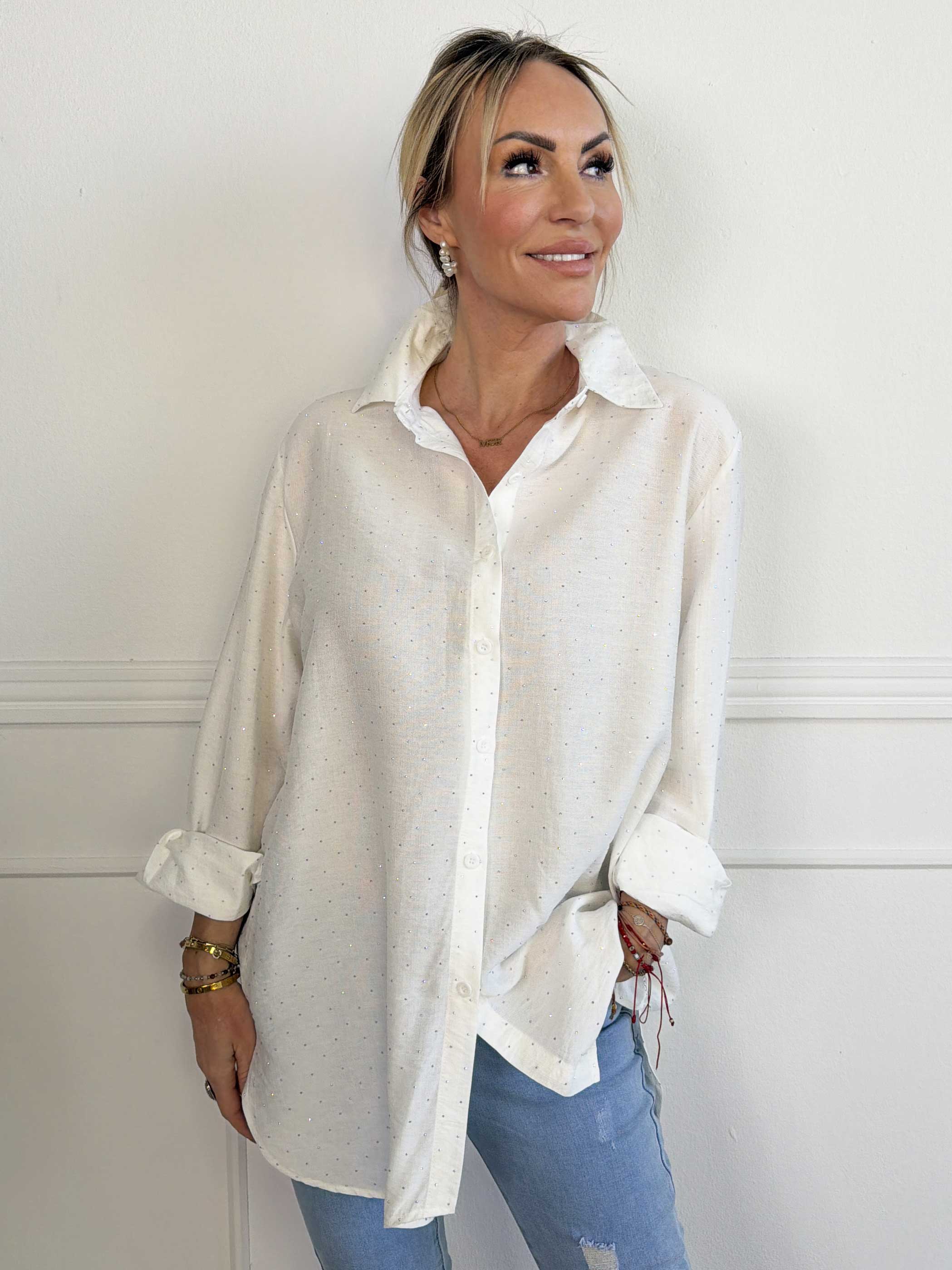 Lariano - Skjorte i bomuld dekoreret med similisten