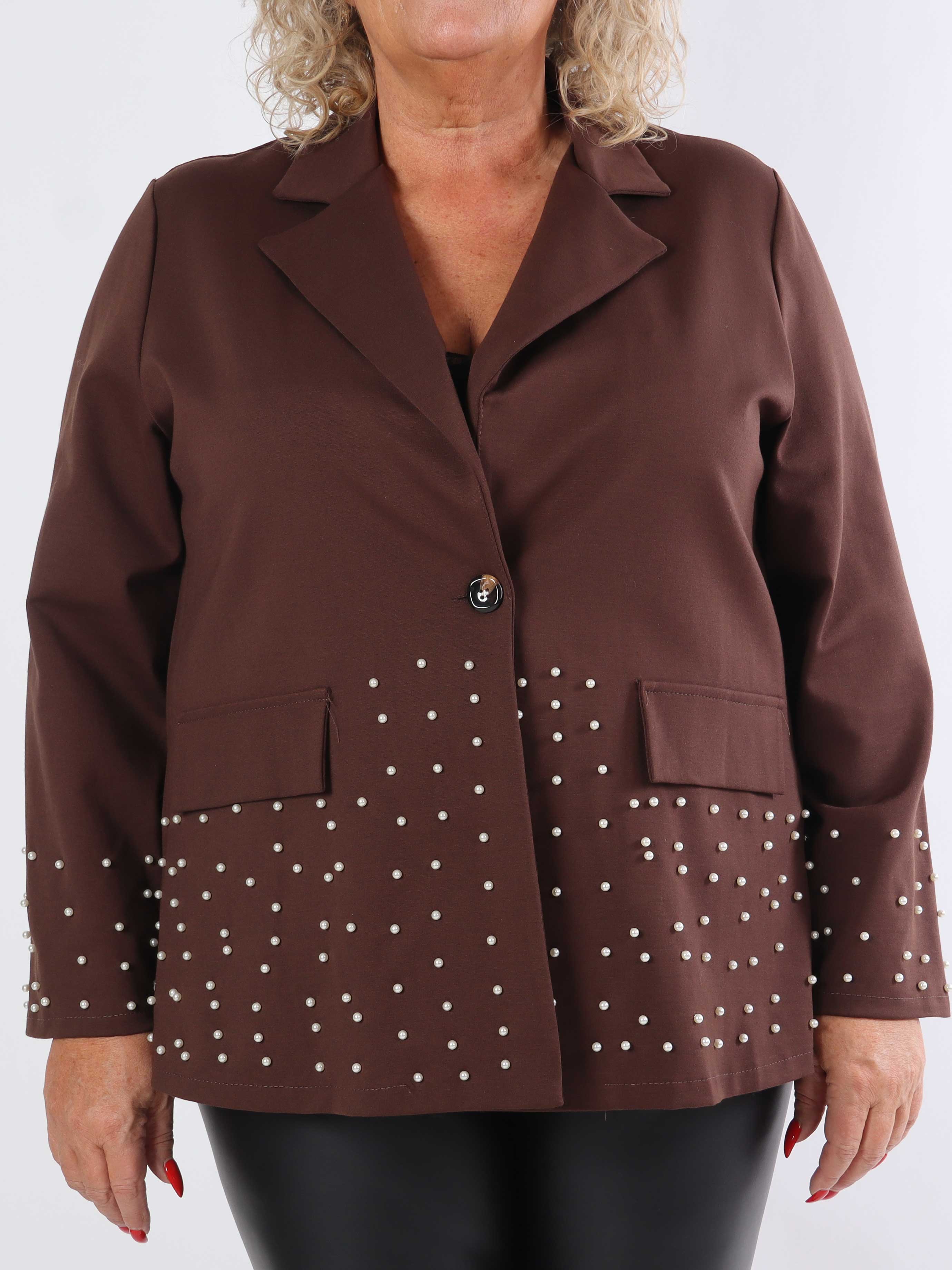 Larissa - Plus size-kavaj med vita pärlor